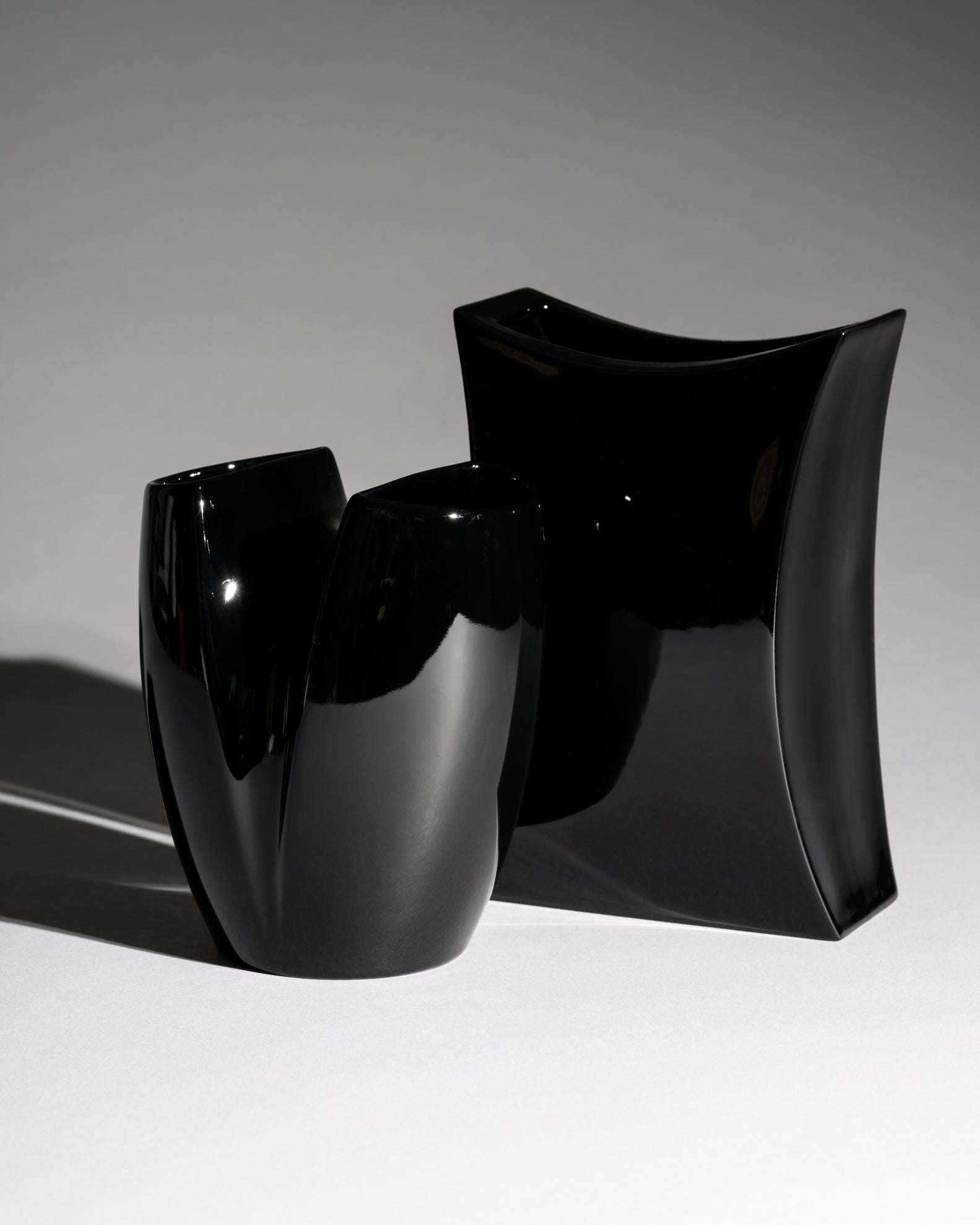 Glossy Black Porcelain Duo – Jan van der Vaart & Platt & Young for Rosenthal, 1980s