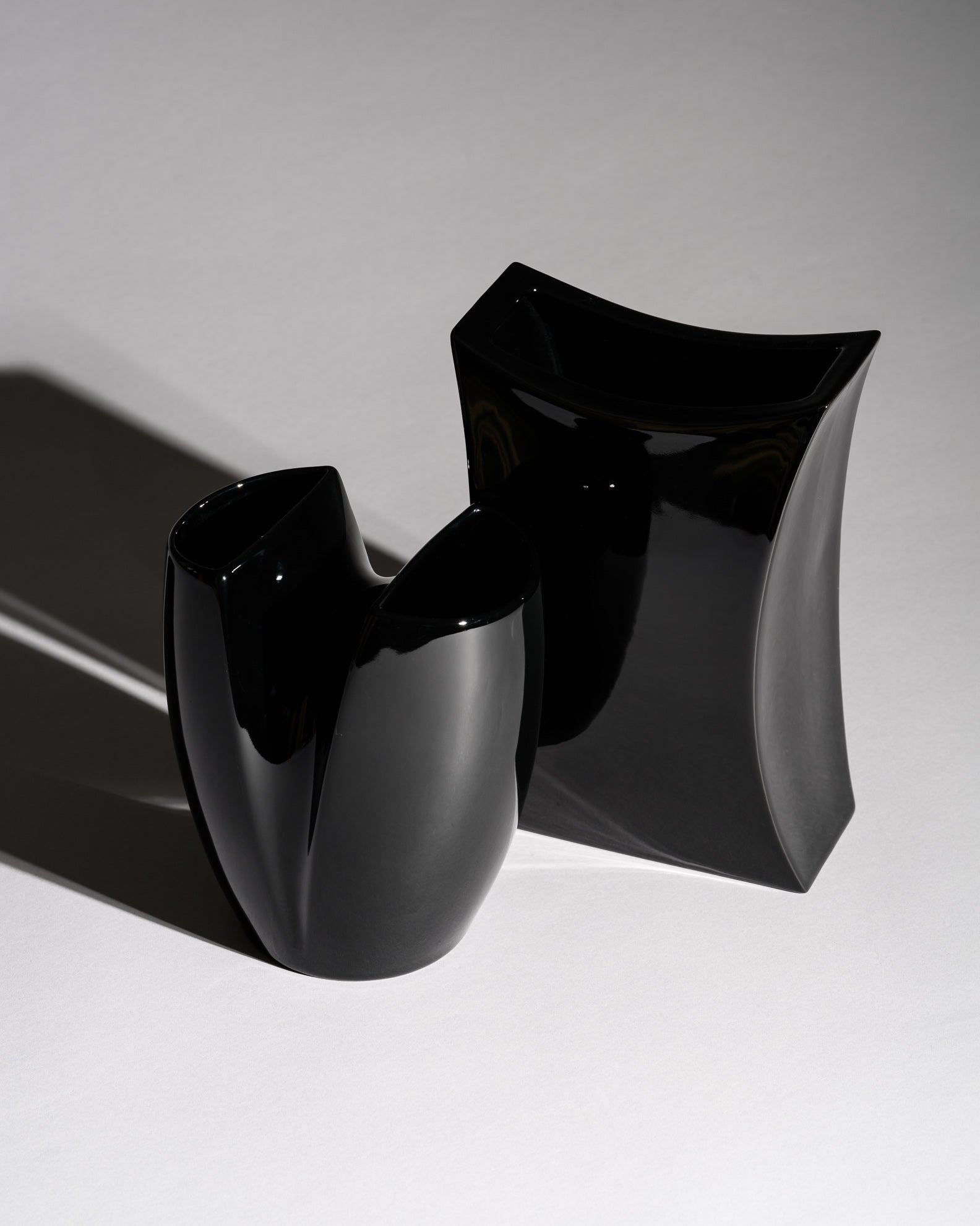 Glossy Black Porcelain Duo – Jan van der Vaart & Platt & Young for Rosenthal, 1980s