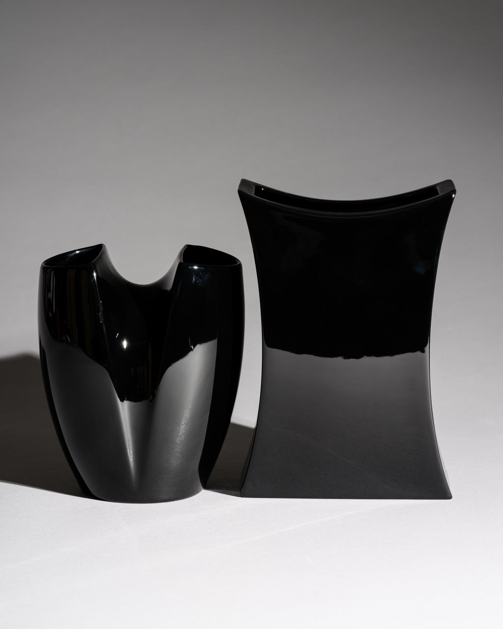 Glossy Black Porcelain Duo – Jan van der Vaart & Platt & Young for Rosenthal, 1980s