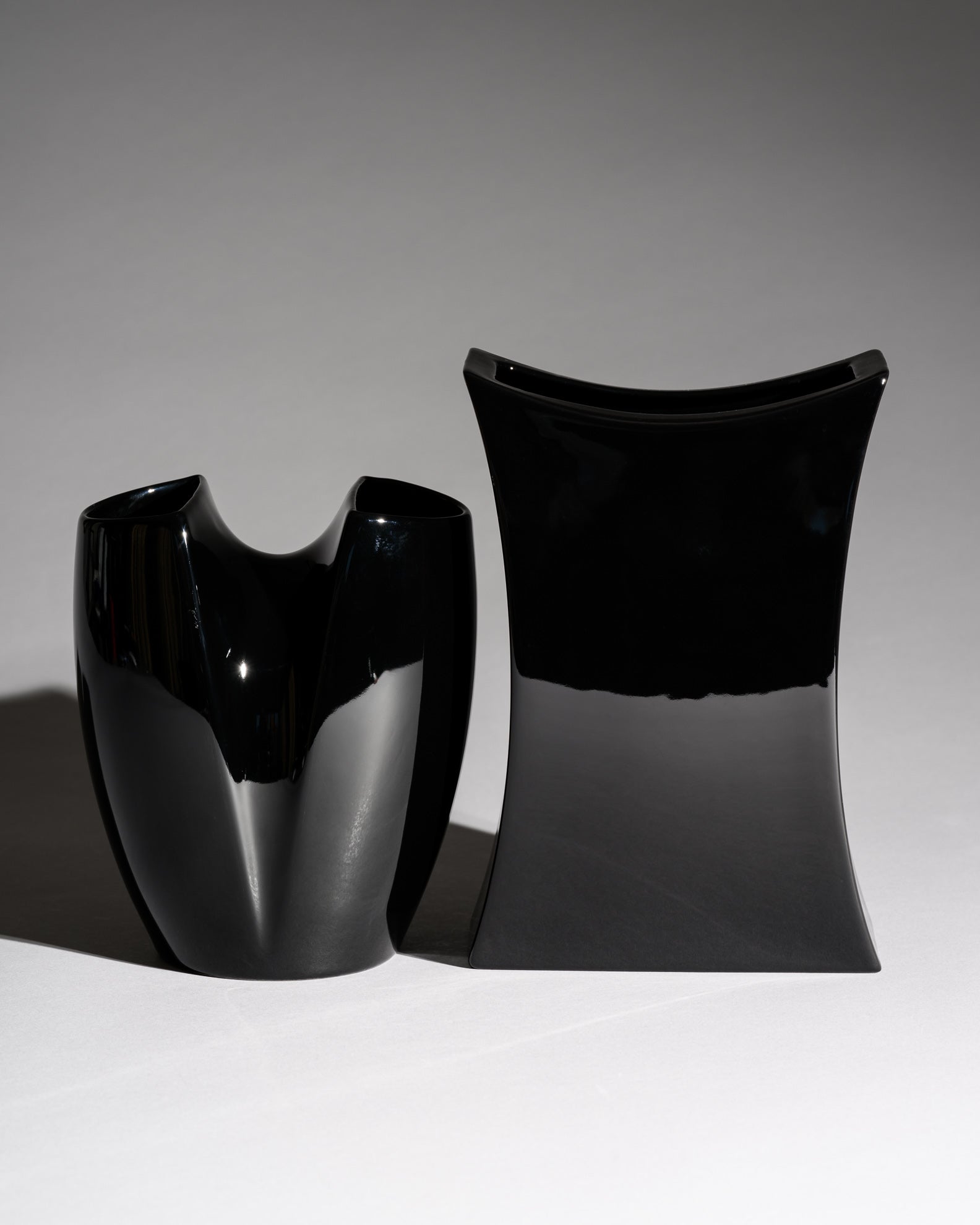 Glossy Black Porcelain Duo – Jan van der Vaart & Platt & Young for Rosenthal, 1980s