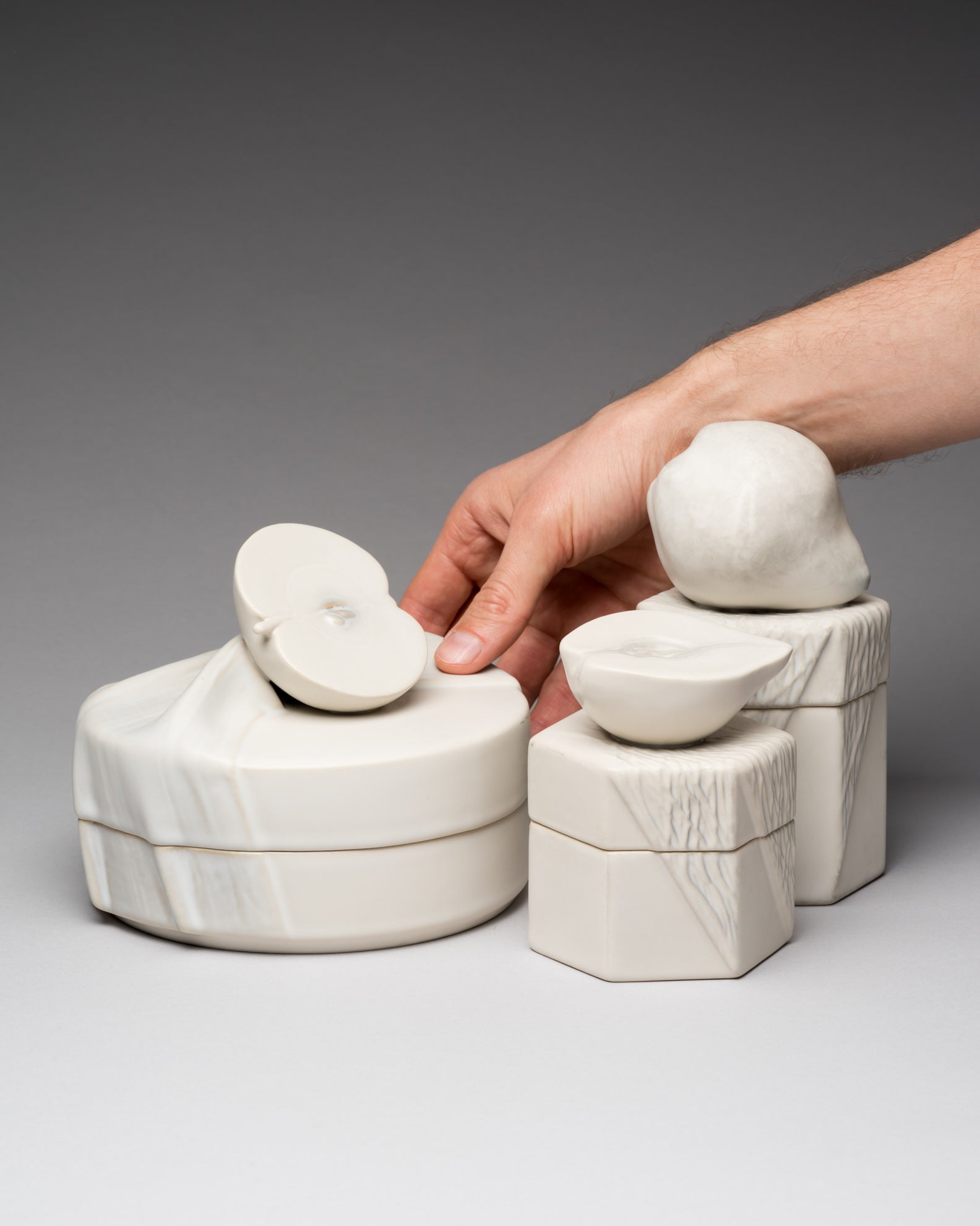“Still Life” Porcelain Boxes Trio – Antje Brüggemann-Breckwoldt for Rosenthal, 1980s