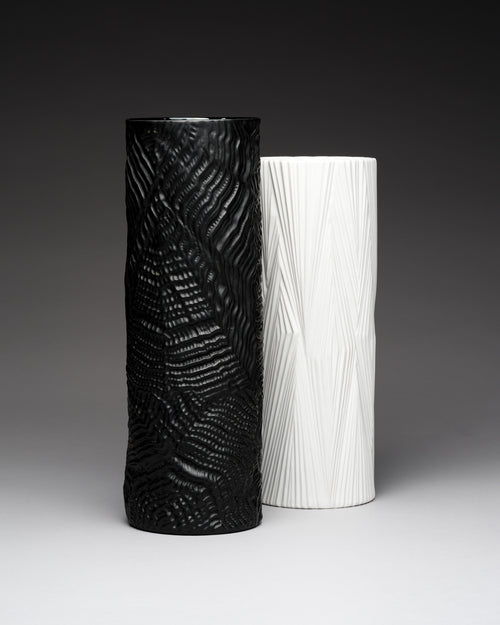 Black & White Matte Porcelain Vase Duo - Martin Freyer for Rosenthal, 1970s