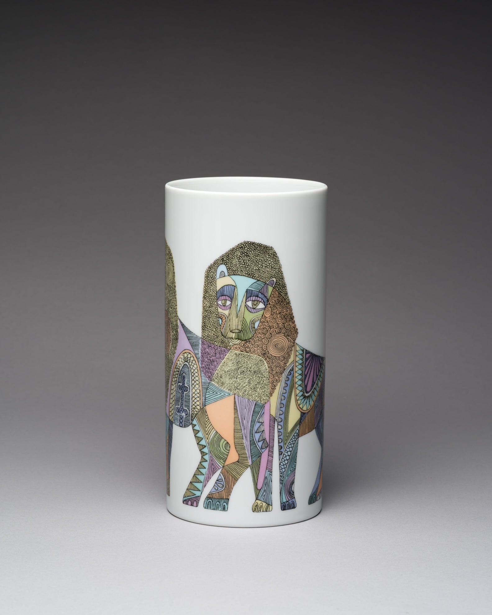 “Lions” Porcelain Vase – Cuno Fischer for Rosenthal, 1970s
