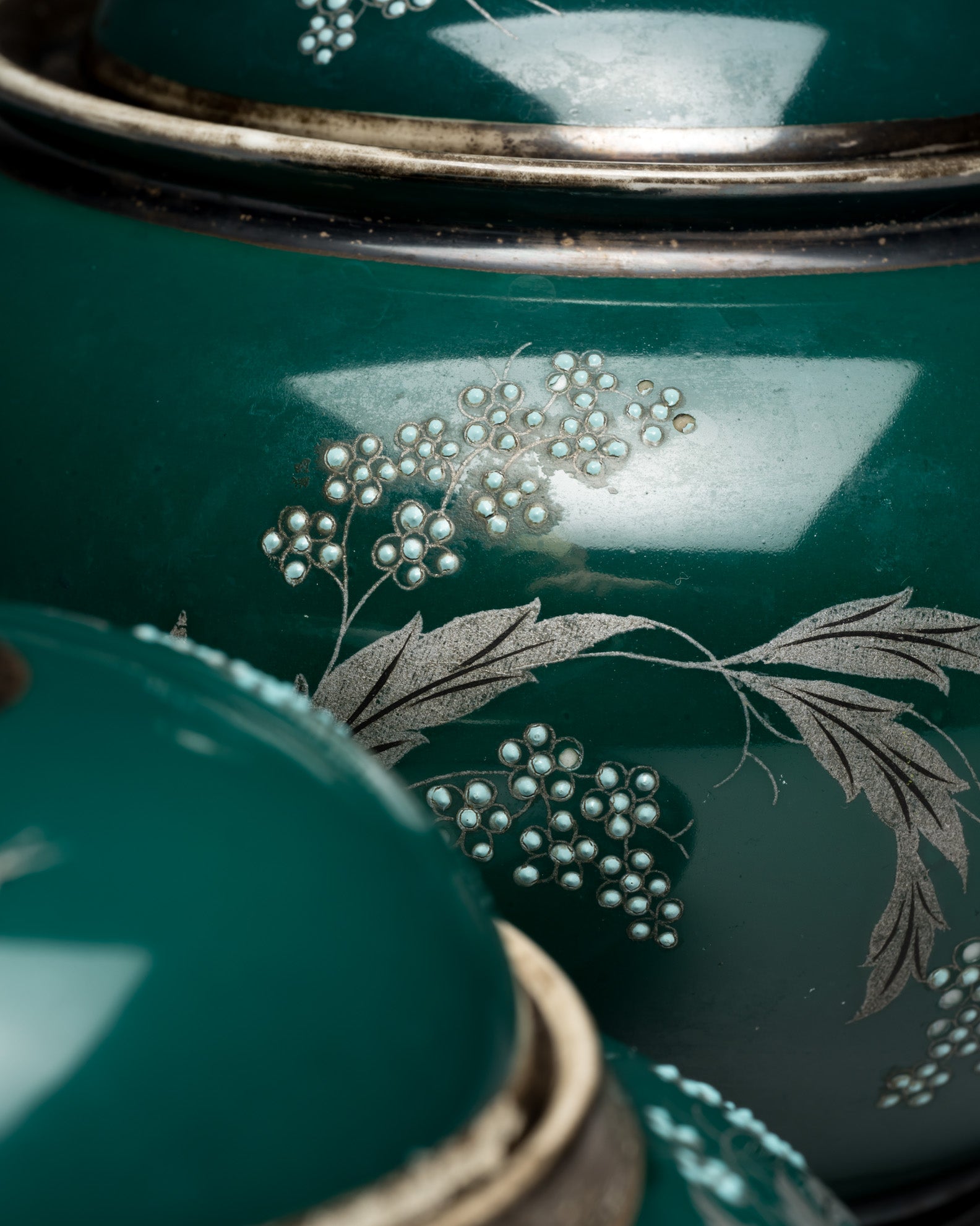 Emerald Green Porcelain Lidded Duo – AL-KA Kunst Kronach, Mid-Century