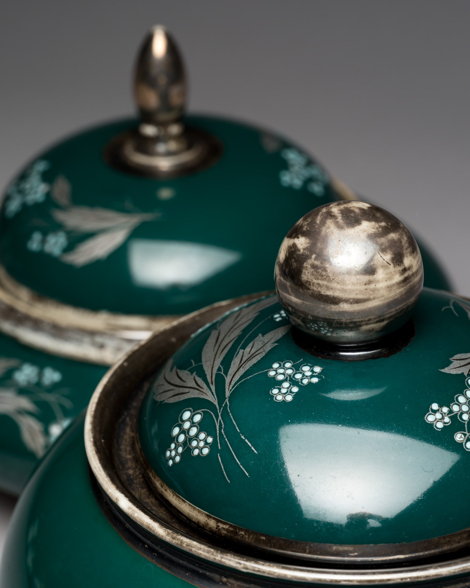Emerald Green Porcelain Lidded Duo – AL-KA Kunst Kronach, Mid-Century