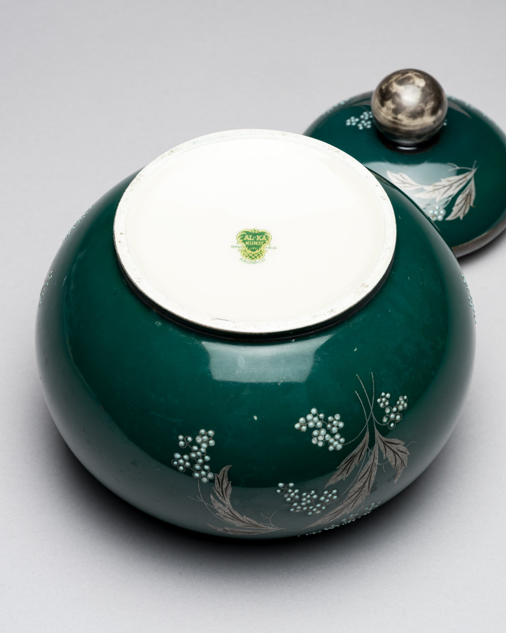 Emerald Green Porcelain Lidded Duo – AL-KA Kunst Kronach, Mid-Century