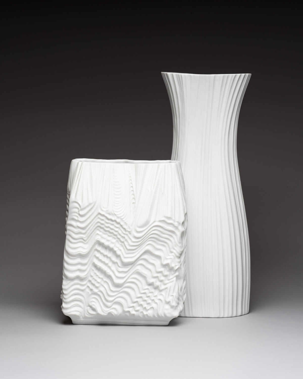 Plissée & Cascade Vase Duo – Martin Freyer for Rosenthal, 1972