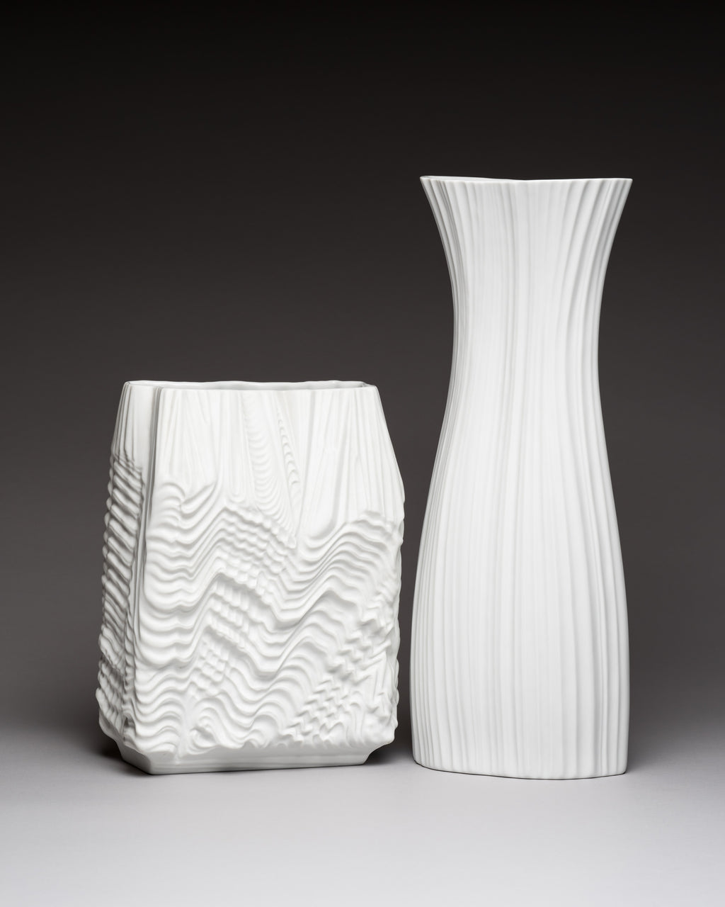 Plissée & Cascade Vase Duo – Martin Freyer for Rosenthal, 1972