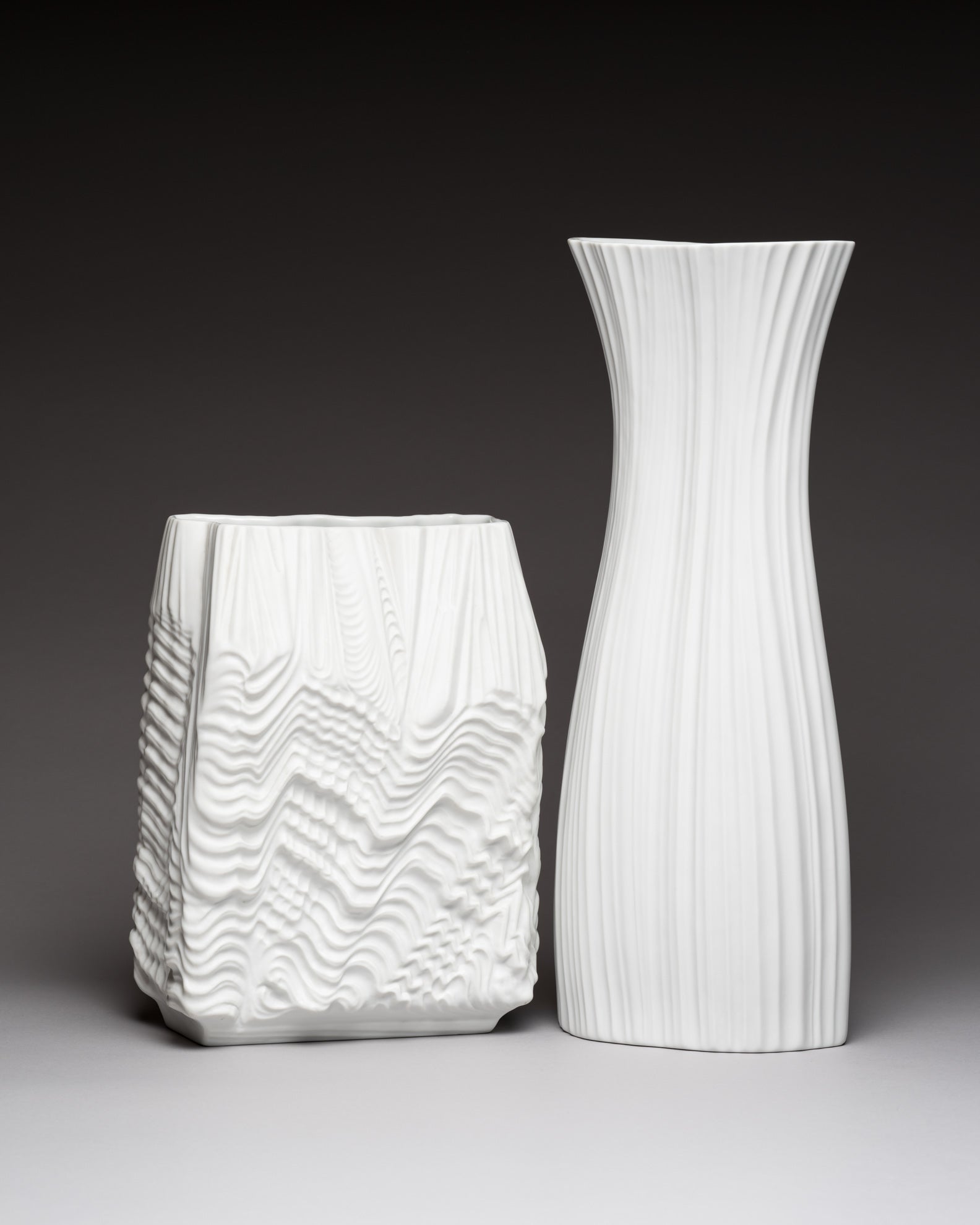 Plissée & Cascade Vase Duo – Martin Freyer for Rosenthal, 1972
