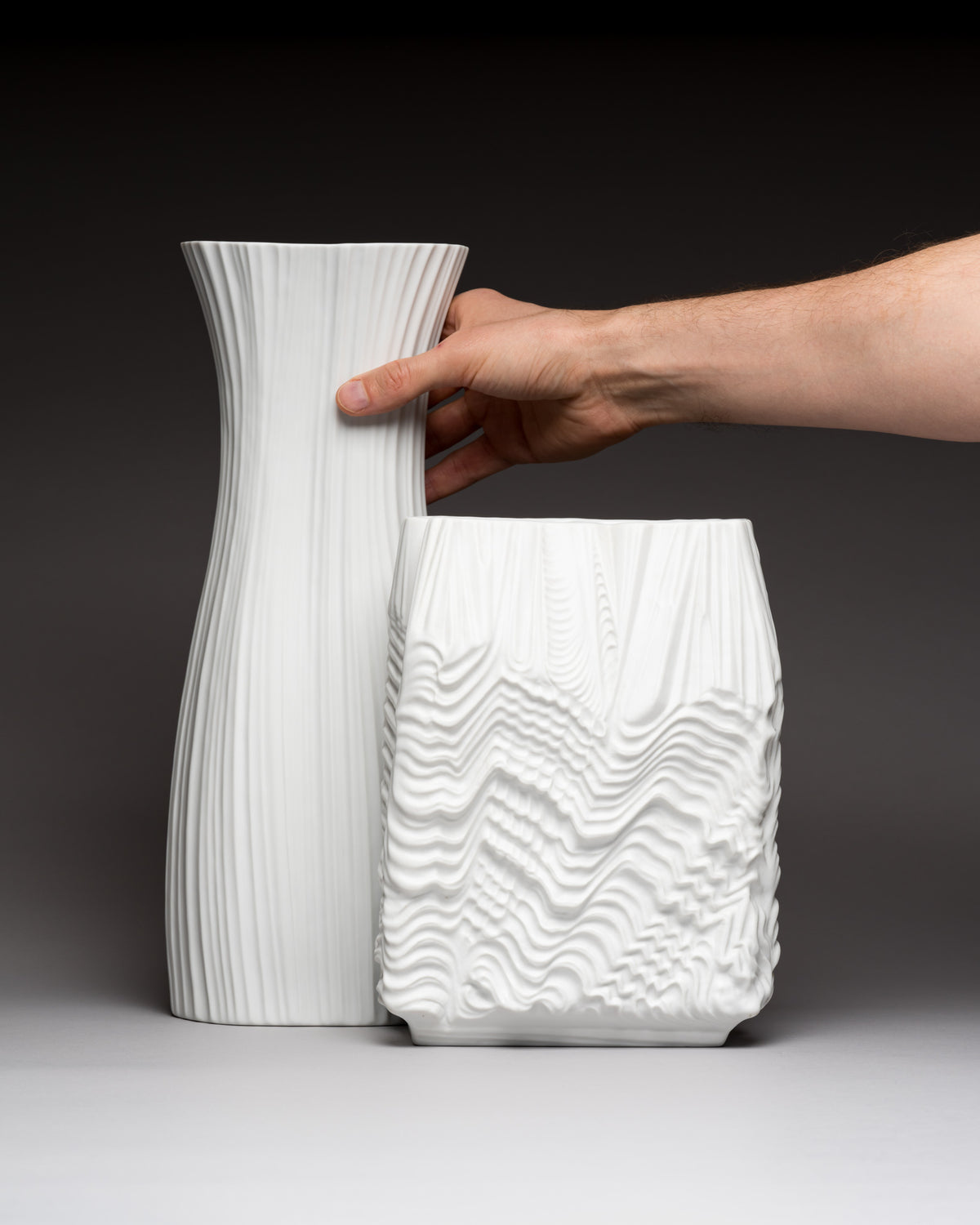 Plissée & Cascade Vase Duo – Martin Freyer for Rosenthal, 1972