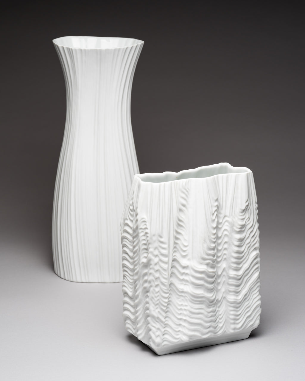 Plissée & Cascade Vase Duo – Martin Freyer for Rosenthal, 1972