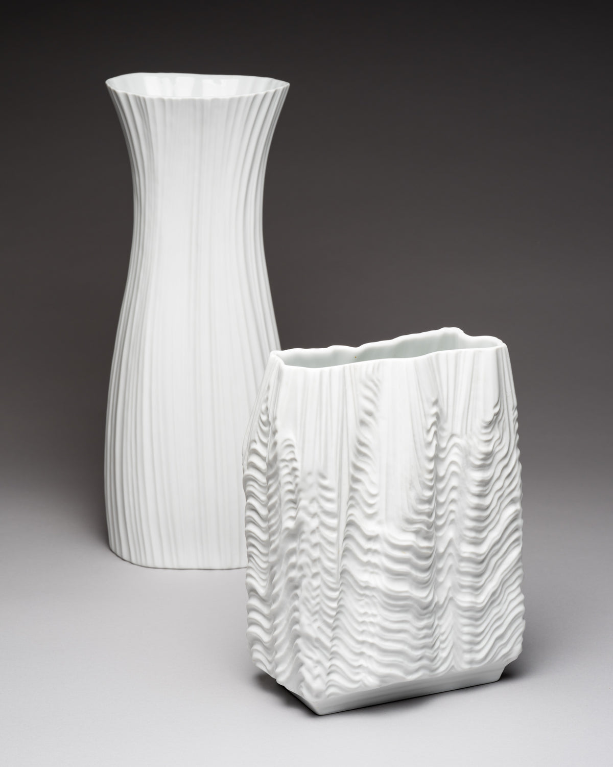 Plissée & Cascade Vase Duo – Martin Freyer for Rosenthal, 1972