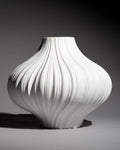 Plissé Matte White Porcelain Vase - Martin Freyer for Rosenthal, late 20th century
