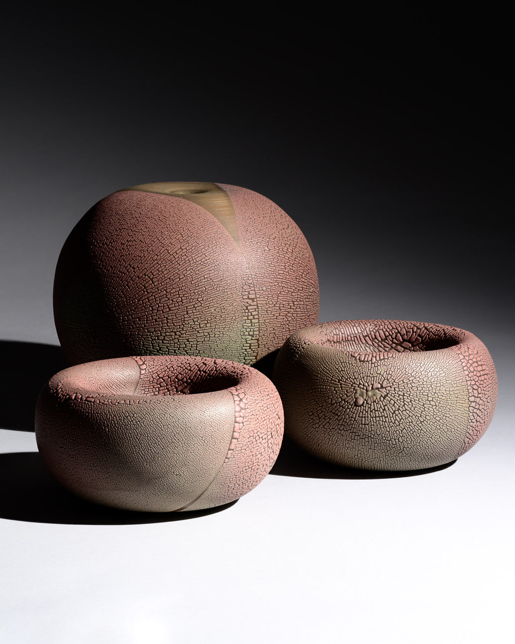 Reduction Glaze Ceramic Trio – Mario Enke Studio Pottery, 1980s