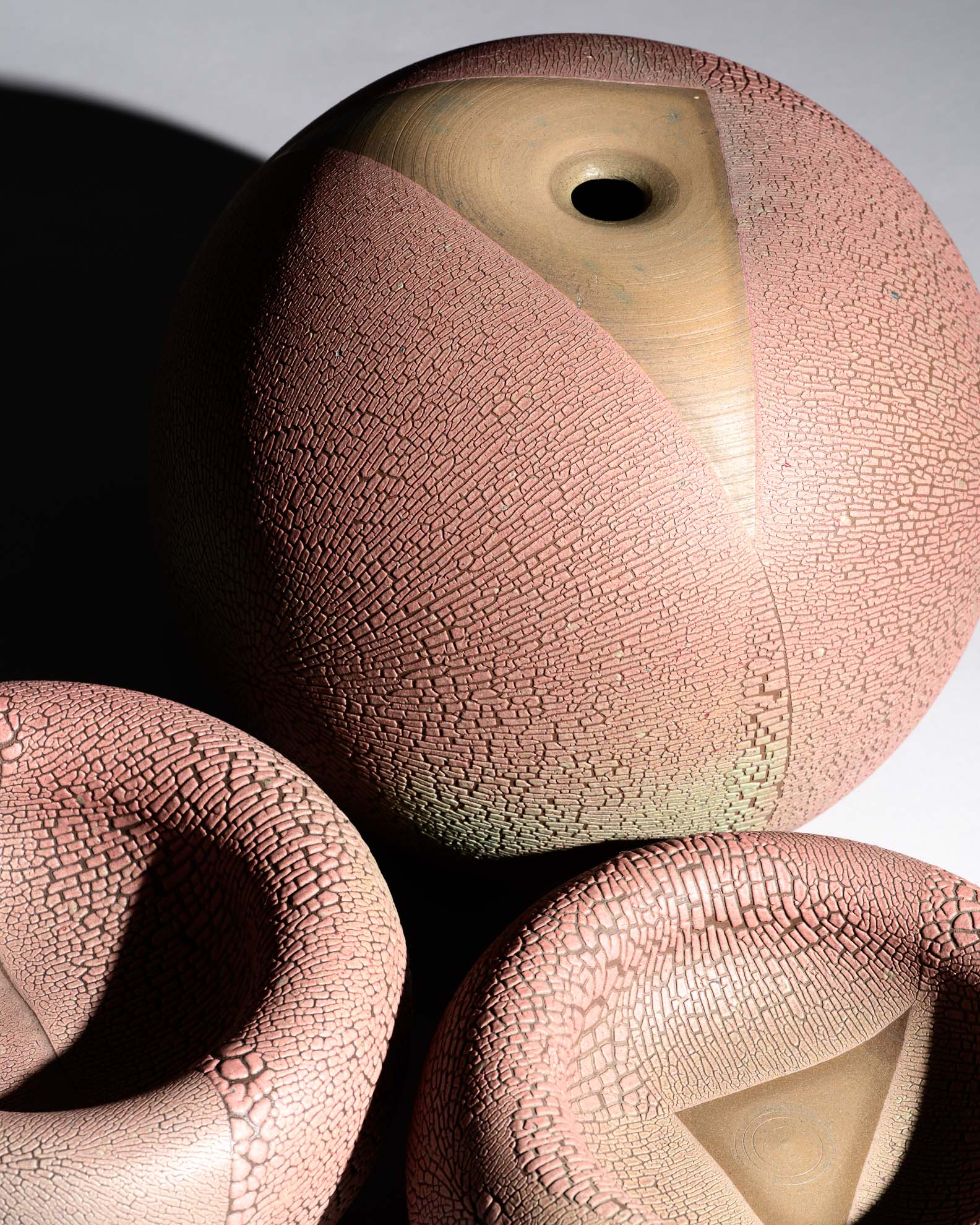 Reduction Glaze Ceramic Trio – Mario Enke Studio Pottery, 1980s