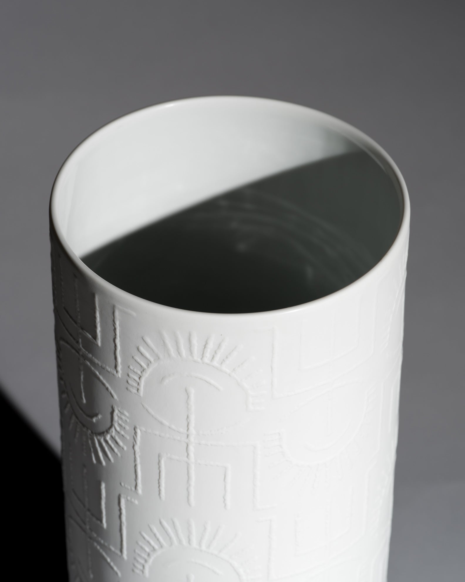 Cuno Fischer Floor Vase, White, bisque Porcelain, West Germany, Rosenthal