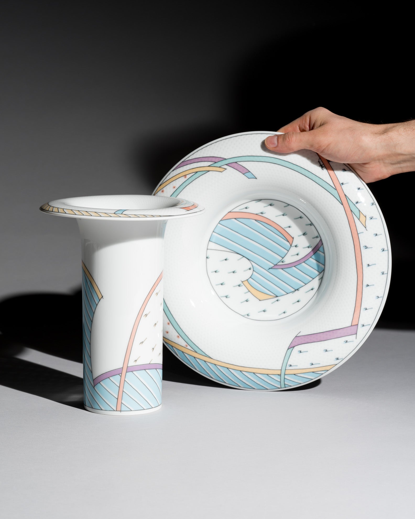 Century New Wave Vase & Bowl Set – Tapio Wirkkala & Dorothy Hafner for Rosenthal, 1980s