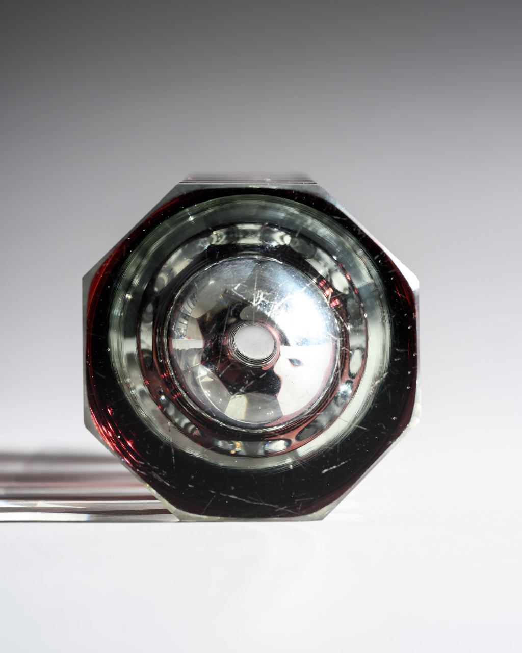 Ruby Red Overlay Crystal Block Vase Duo – Attributed to VEB Ilm-Kristall, 1960s–1980s