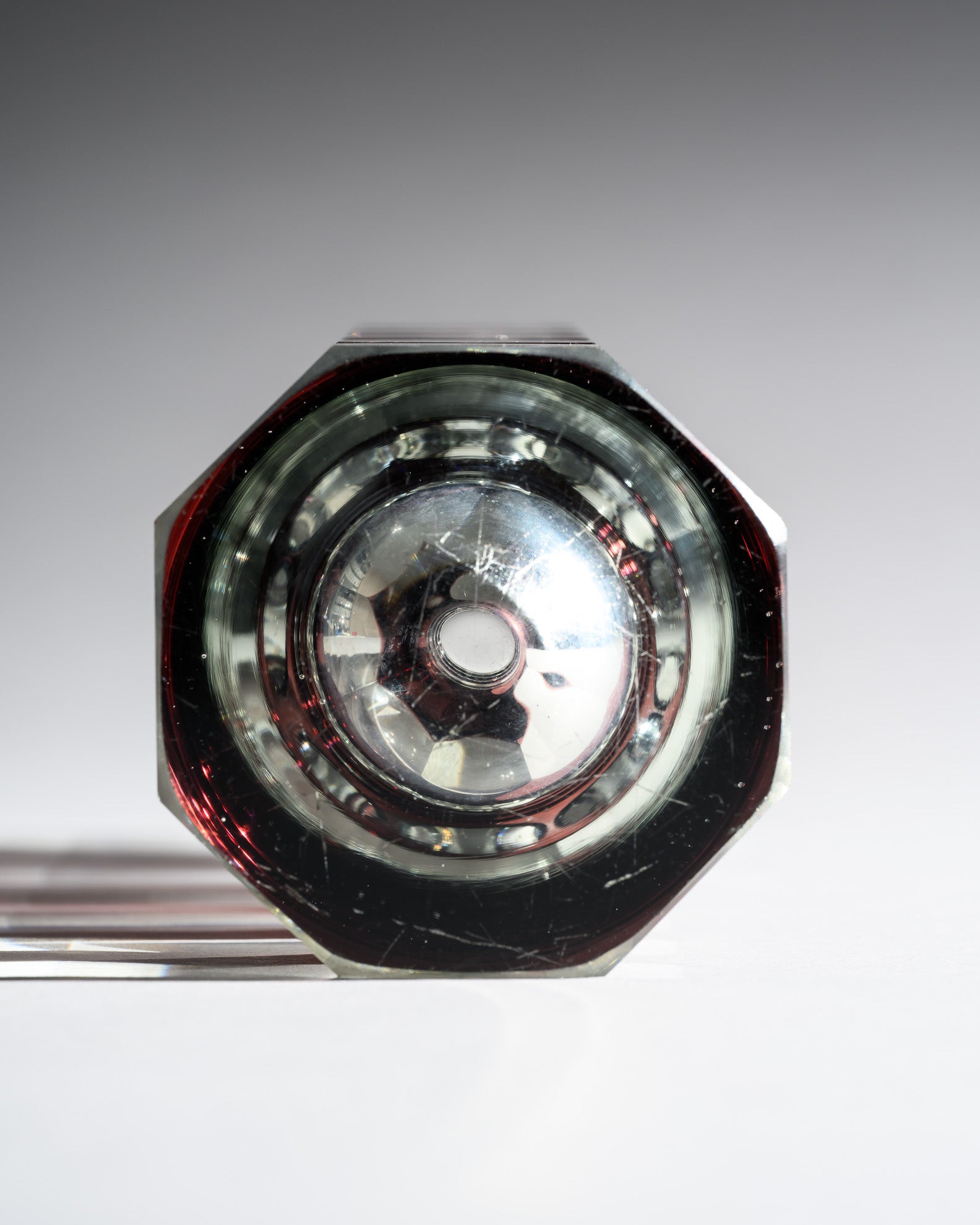 Ruby Red Overlay Crystal Block Vase Duo – Attributed to VEB Ilm-Kristall, 1960s–1980s