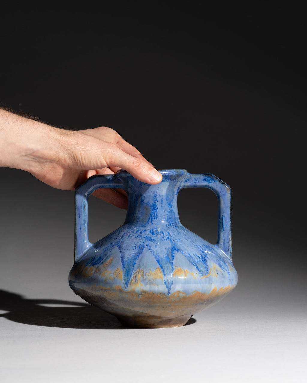 Crystalline Glaze Vase with Twin Handles – Pierrefonds, France, ca. 1910s–1920s