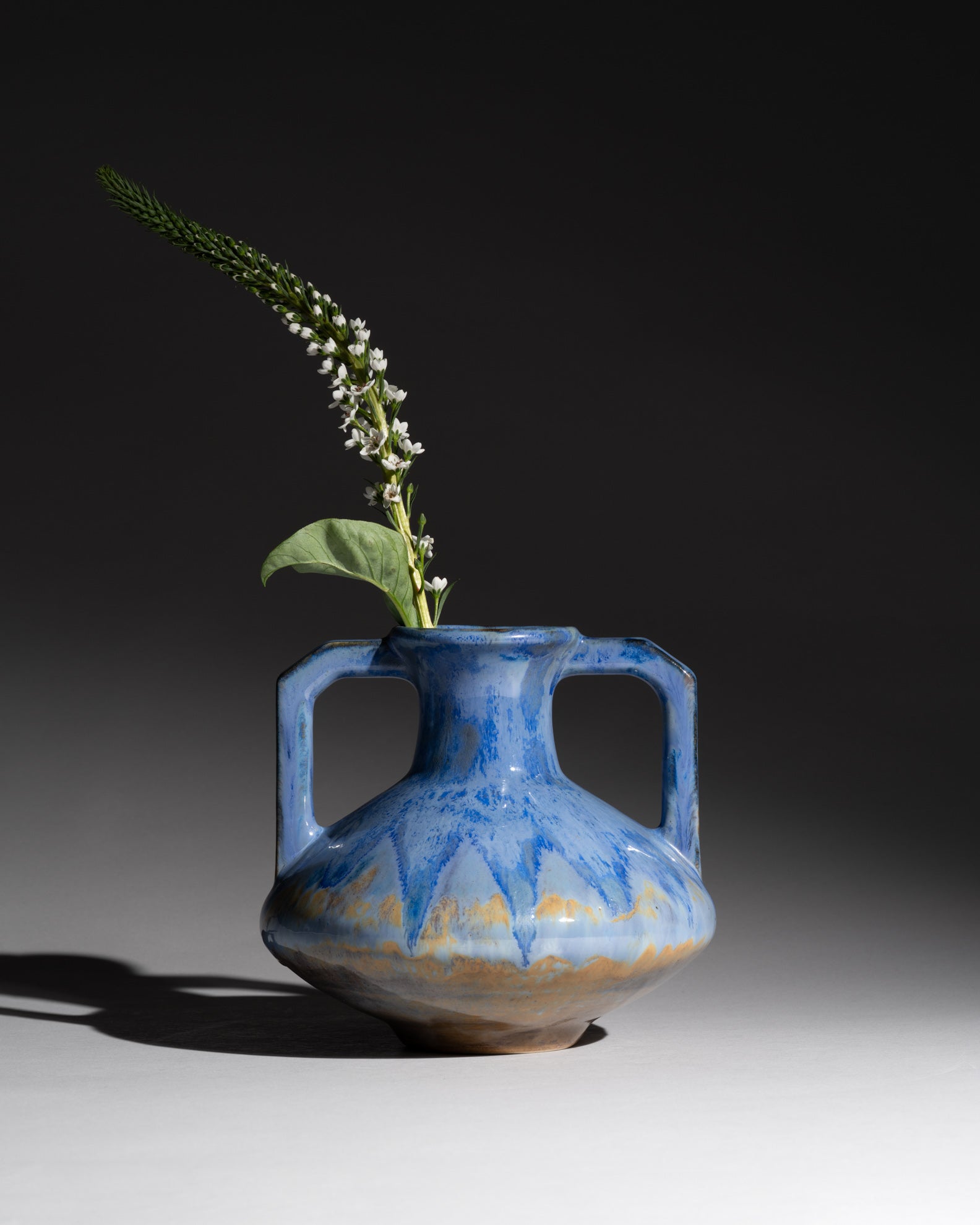 Crystalline Glaze Vase with Twin Handles – Pierrefonds, France, ca. 1910s–1920s
