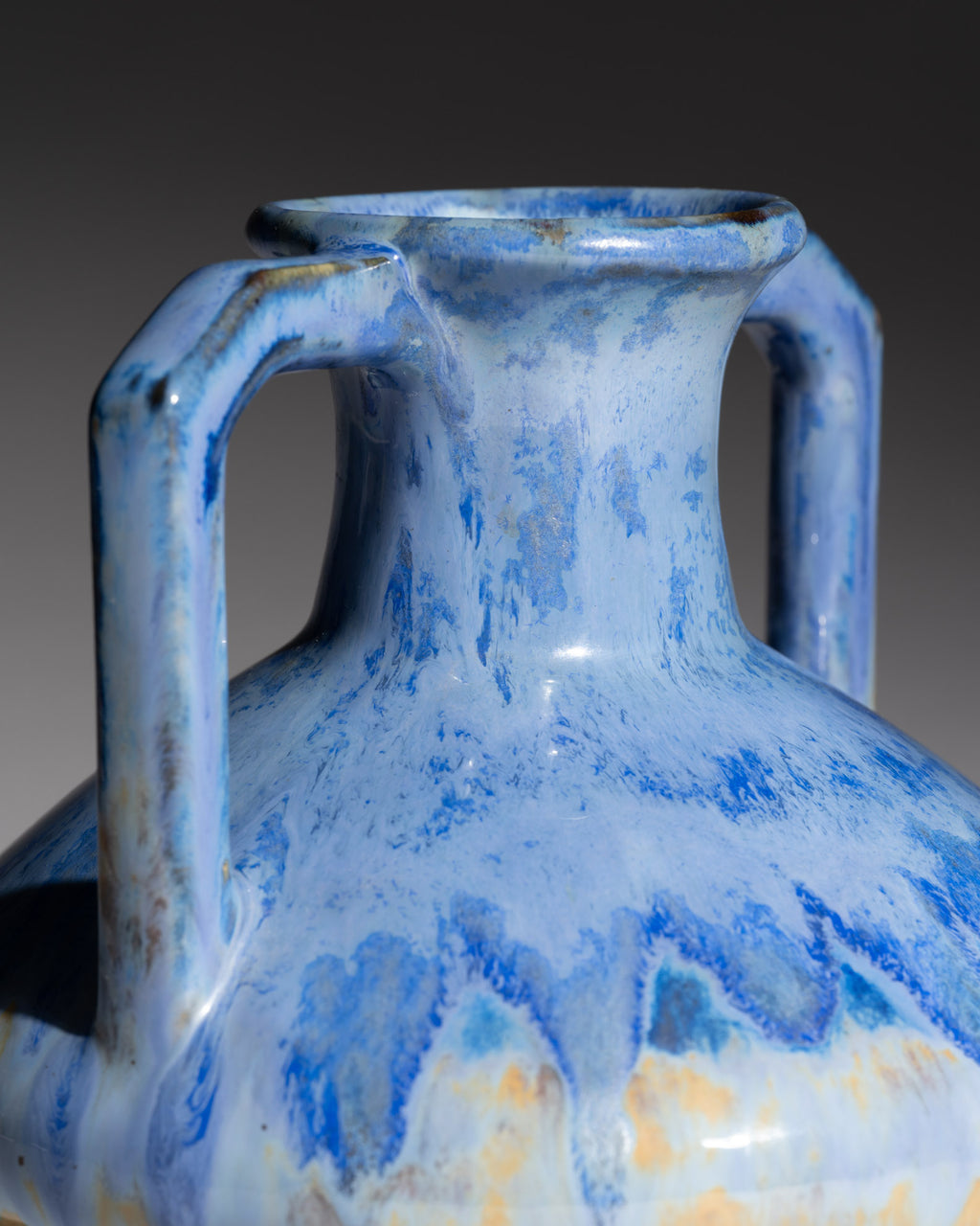 Crystalline Glaze Vase with Twin Handles – Pierrefonds, France, ca. 1910s–1920s