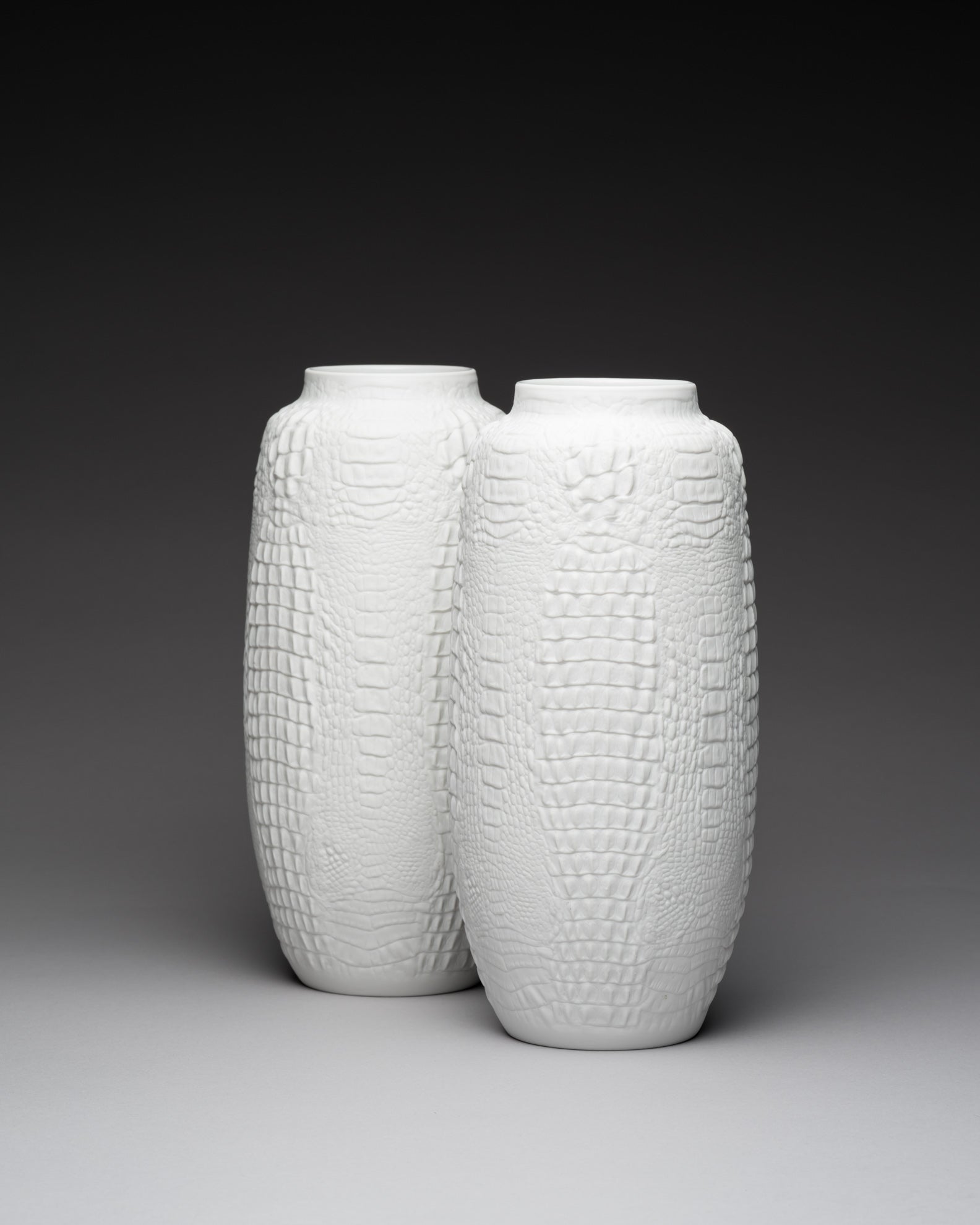 Reptile Relief Vase Duo – AK Kaiser, 1970s–1980s
