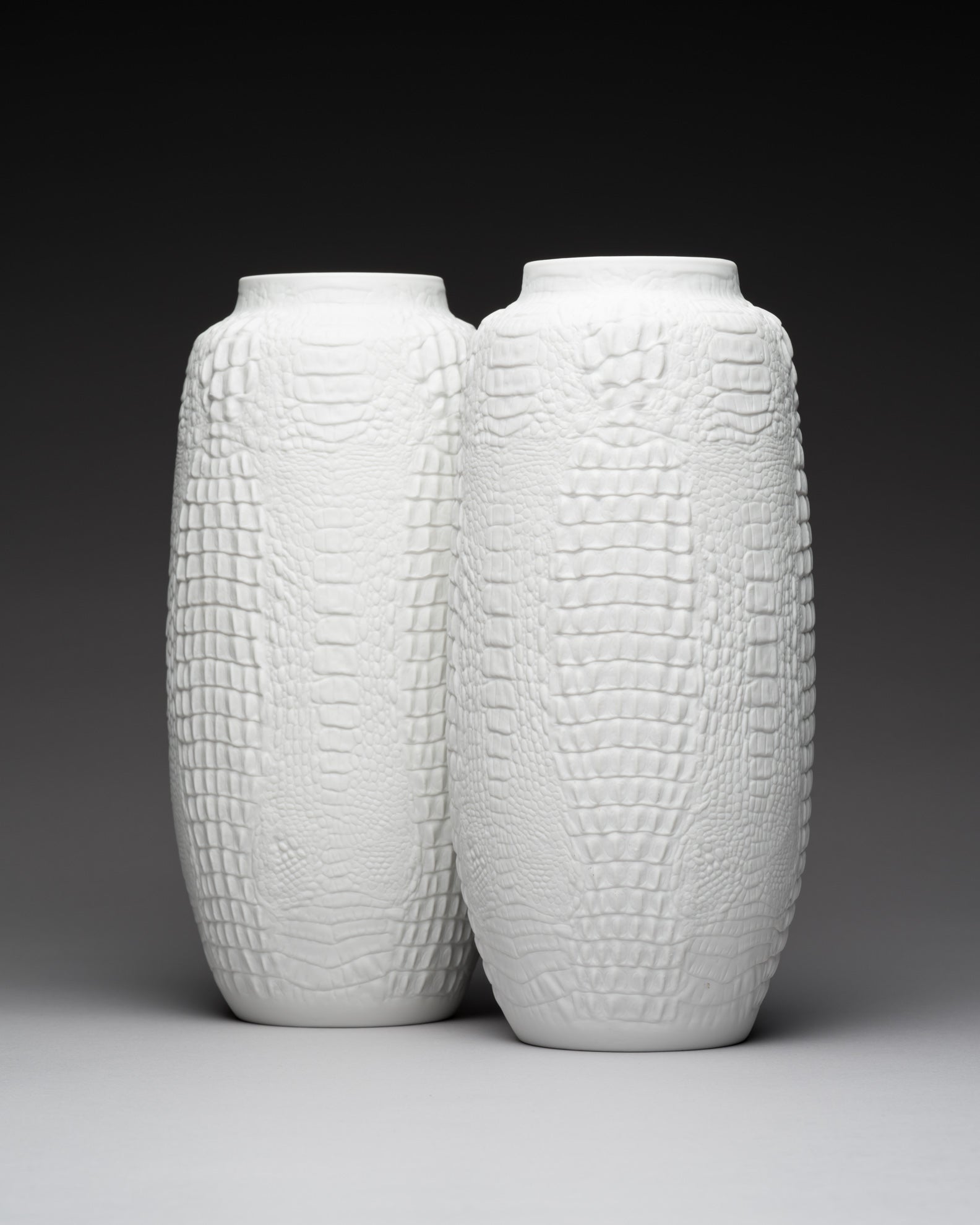 Reptile Relief Vase Duo – AK Kaiser, 1970s–1980s