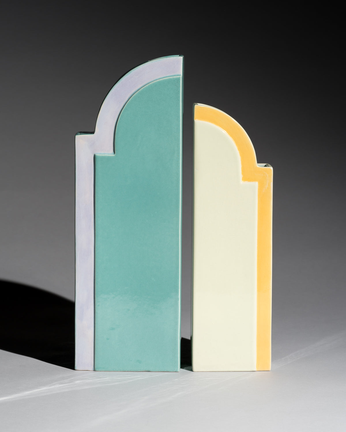 Postmodern Ceramic Vase Duo – Karl Till for Staatliche Majolika Karlsruhe, 1996