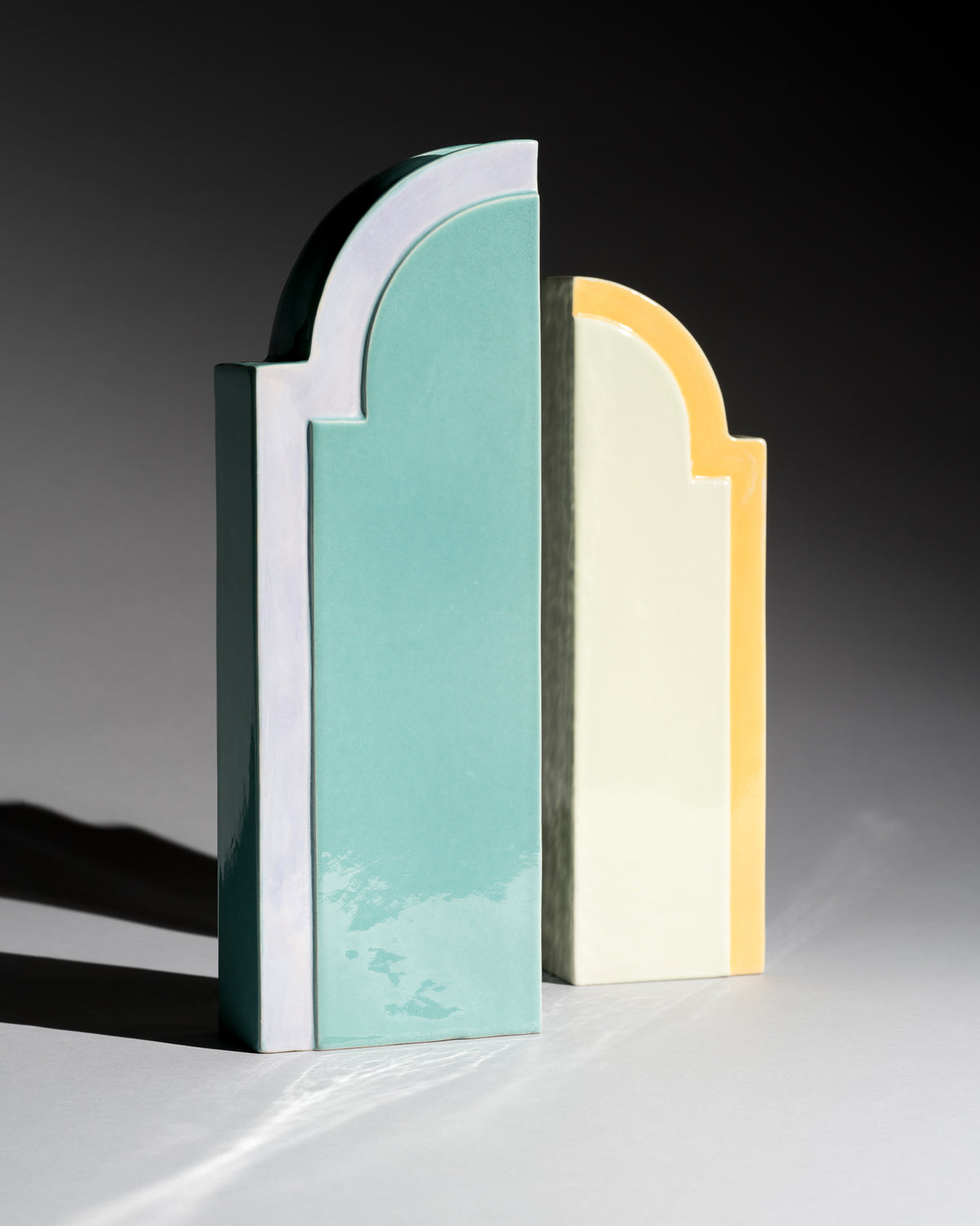 Postmodern Ceramic Vase Duo – Karl Till for Staatliche Majolika Karlsruhe, 1996