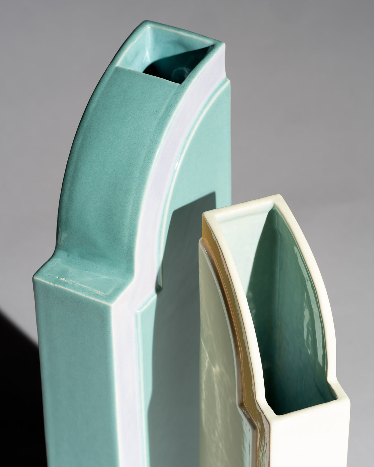 Postmodern Ceramic Vase Duo – Karl Till for Staatliche Majolika Karlsruhe, 1996
