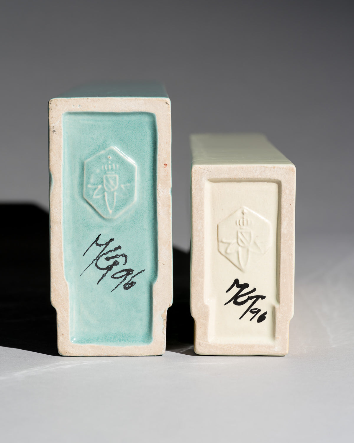 Postmodern Ceramic Vase Duo – Karl Till for Staatliche Majolika Karlsruhe, 1996