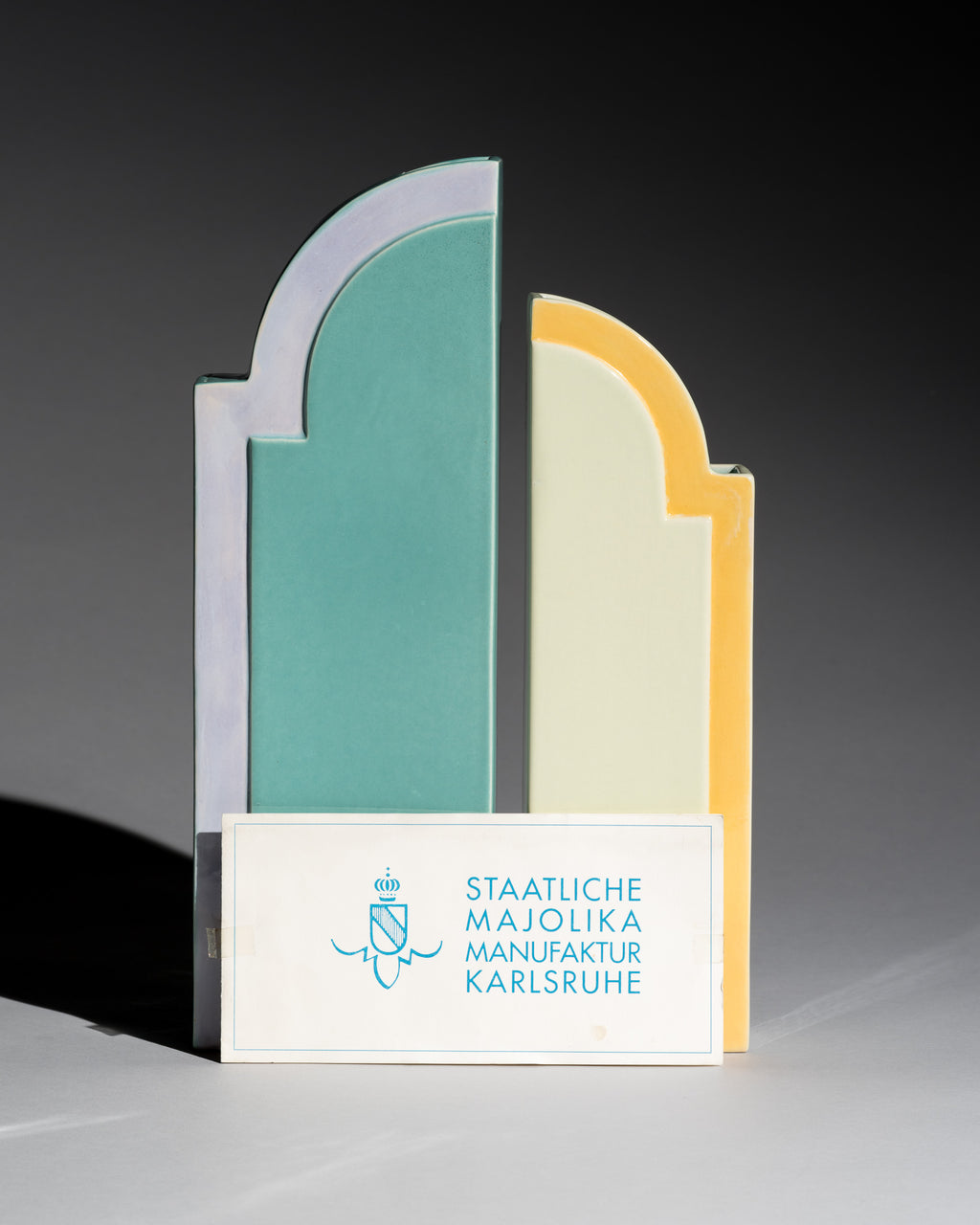 Postmodern Ceramic Vase Duo – Karl Till for Staatliche Majolika Karlsruhe, 1996