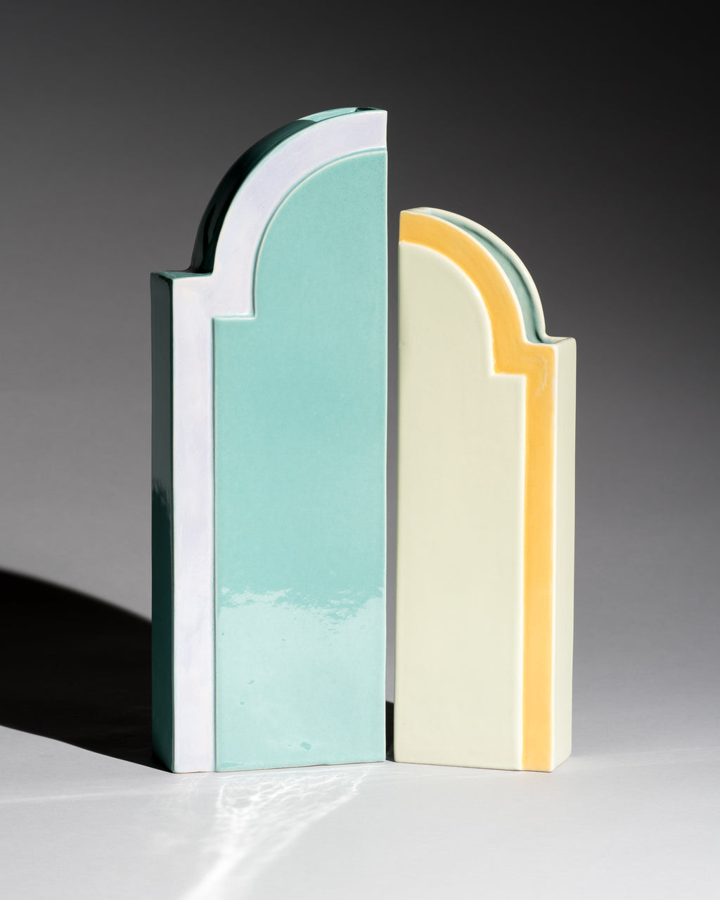 Postmodern Ceramic Vase Duo – Karl Till for Staatliche Majolika Karlsruhe, 1996