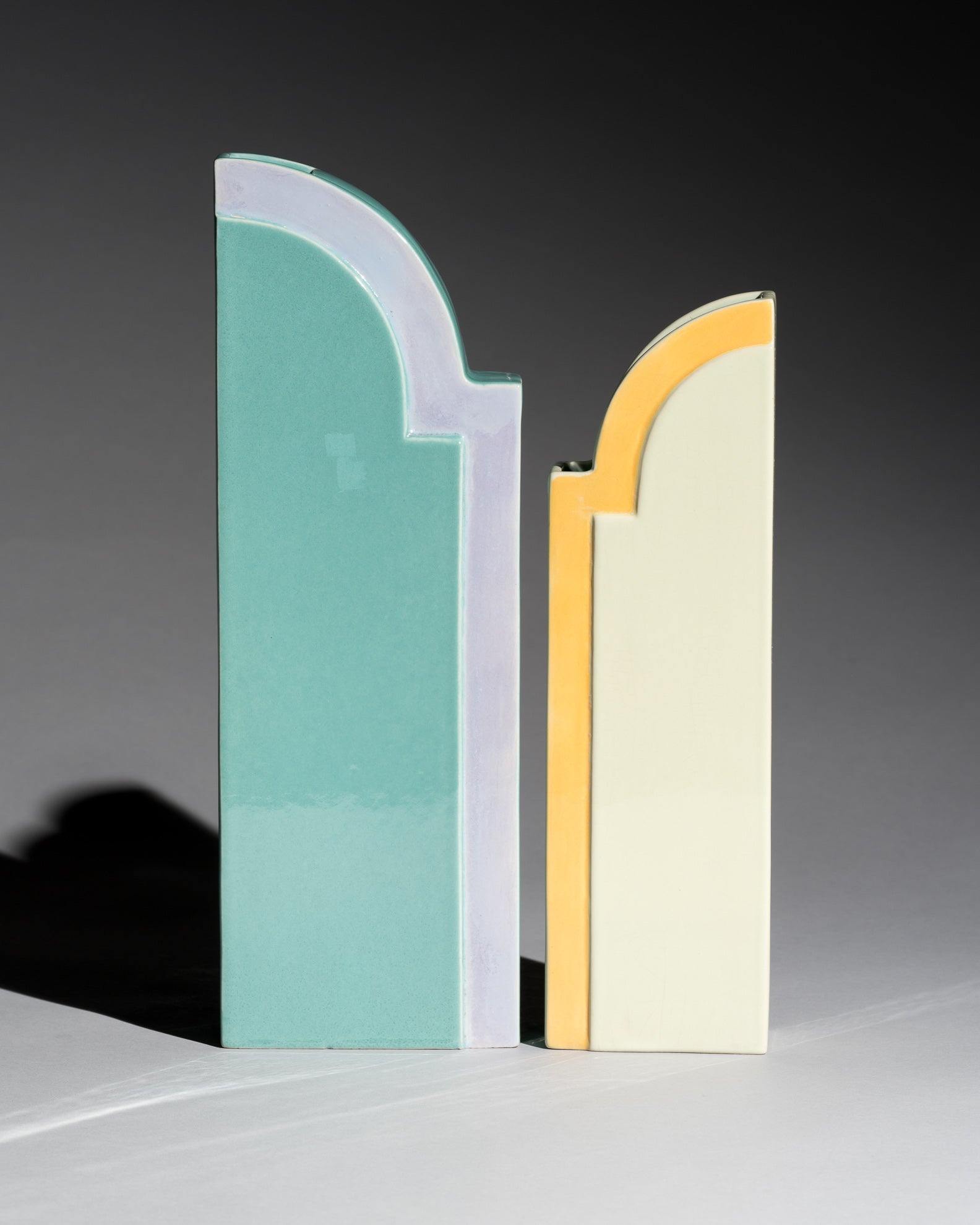 Postmodern Ceramic Vase Duo – Karl Till for Staatliche Majolika Karlsruhe, 1996