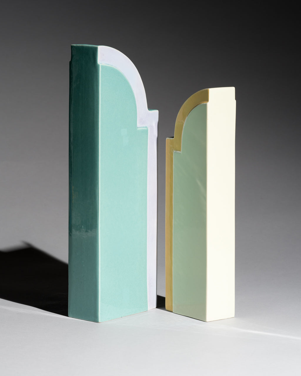 Postmodern Ceramic Vase Duo – Karl Till for Staatliche Majolika Karlsruhe, 1996