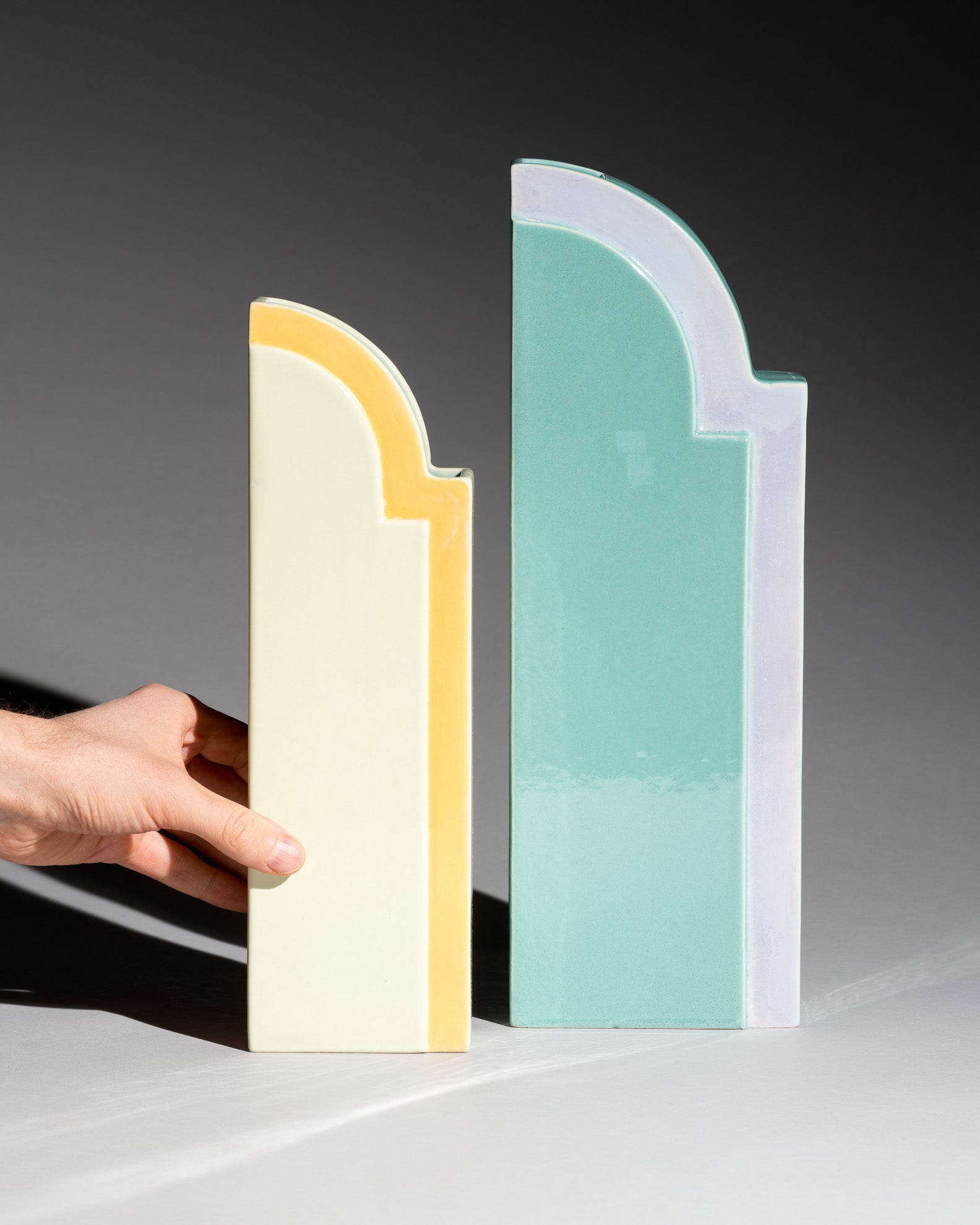 Postmodern Ceramic Vase Duo – Karl Till for Staatliche Majolika Karlsruhe, 1996