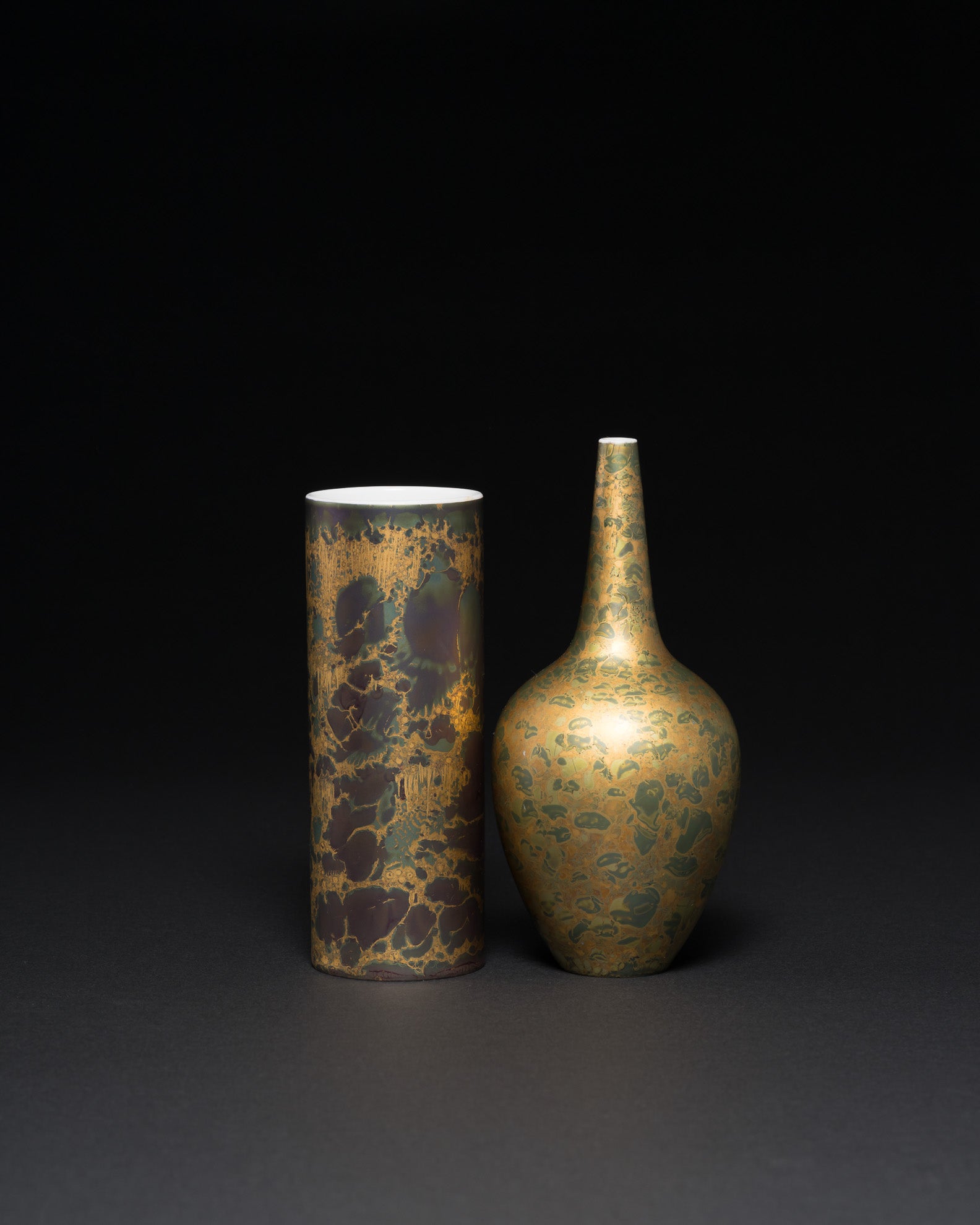 “Lamina Grün” Vase Pair – Hans Wohlrab & Helmut Drexler for Rosenthal, 1970s