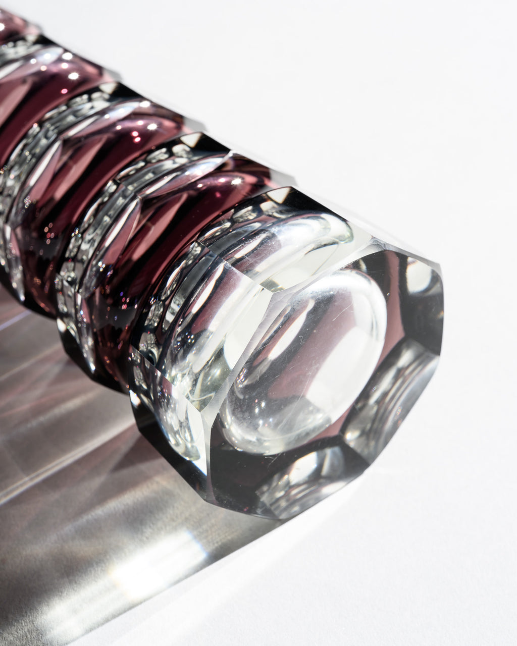Ruby Red Overlay Crystal Block Vase Duo – Attributed to VEB Ilm-Kristall, 1960s–1980s