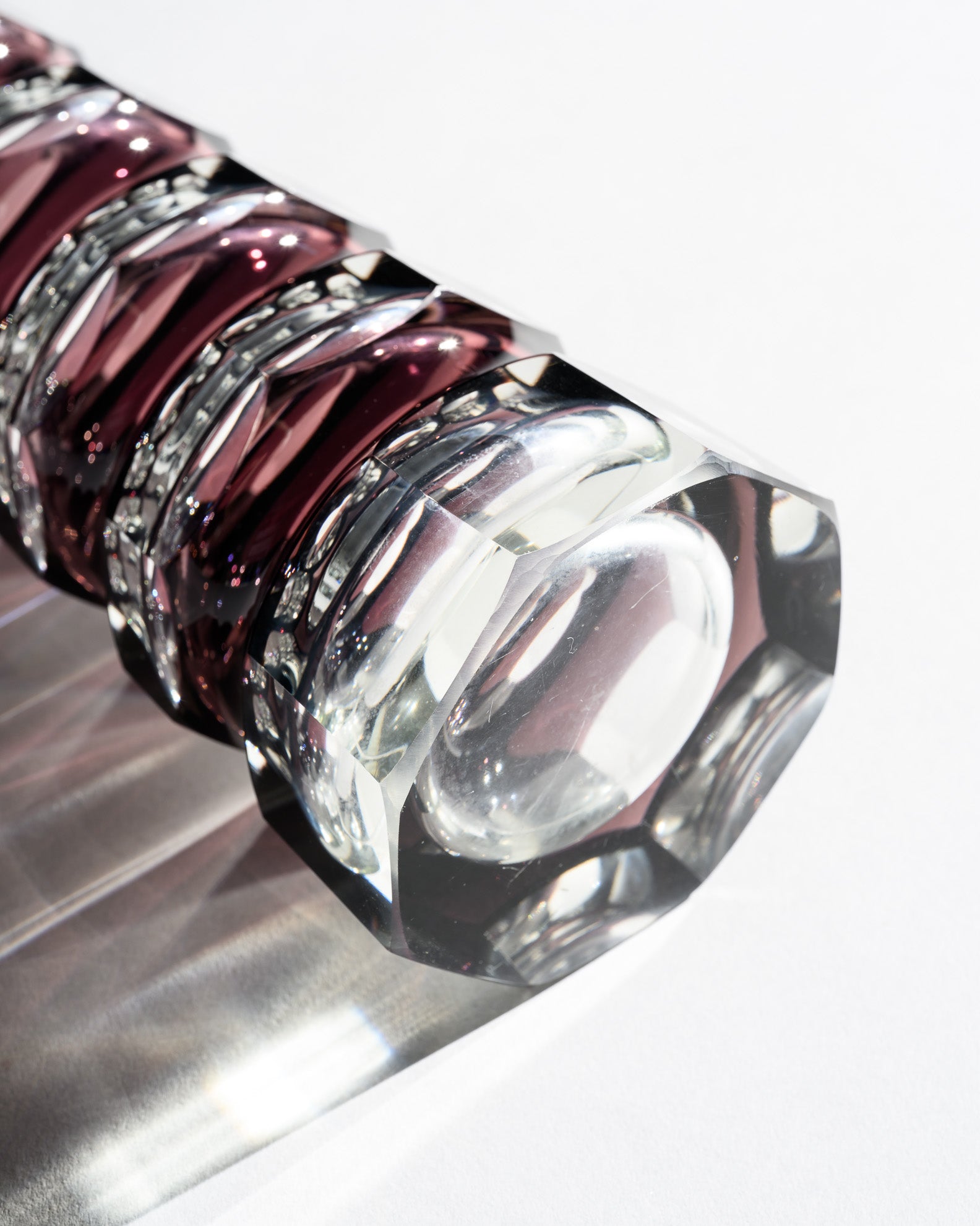 Ruby Red Overlay Crystal Block Vase Duo – Attributed to VEB Ilm-Kristall, 1960s–1980s