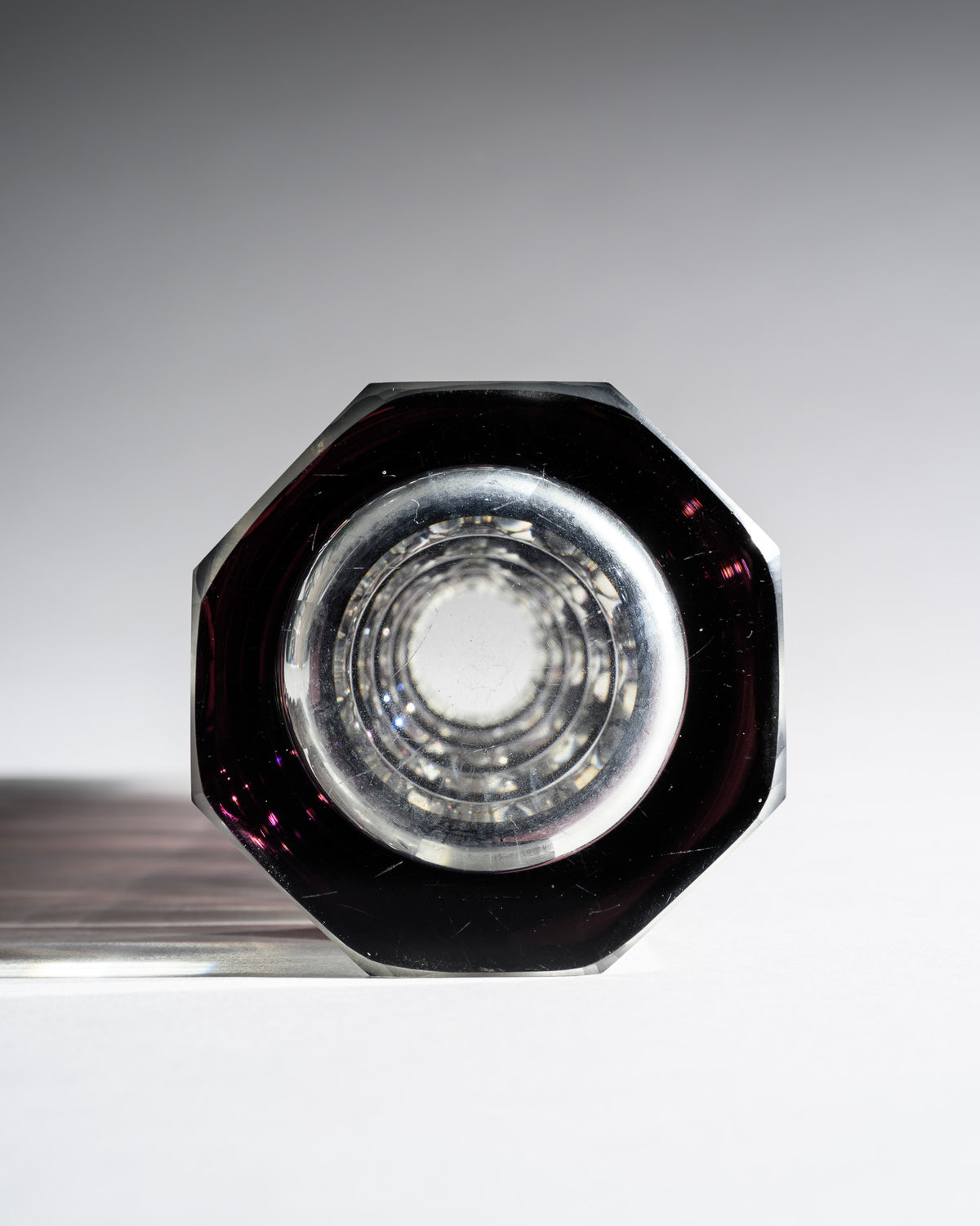 Ruby Red Overlay Crystal Block Vase Duo – Attributed to VEB Ilm-Kristall, 1960s–1980s
