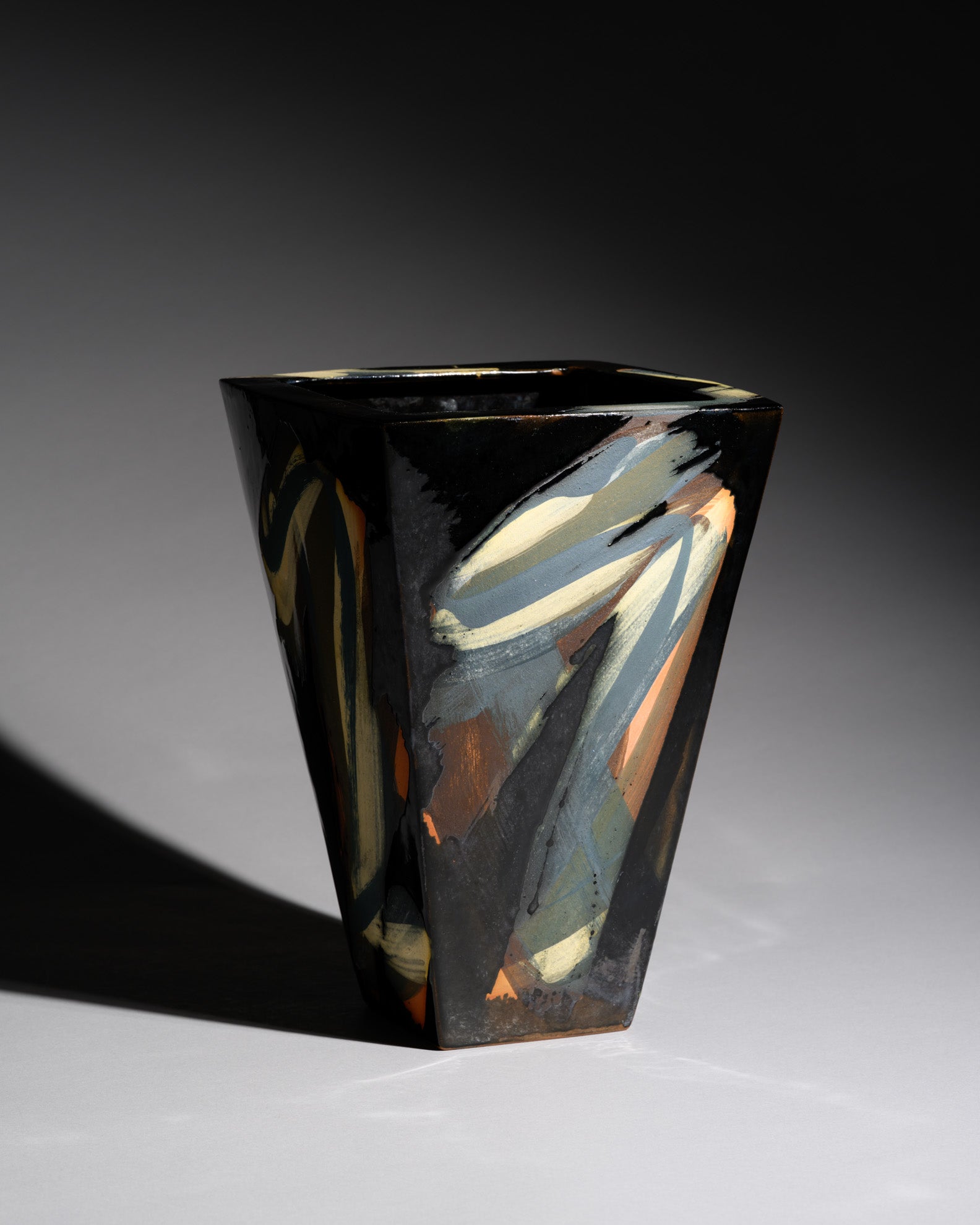 Hand-Painted Postmodern Art Vase - marked "Albert ’91", 1990s