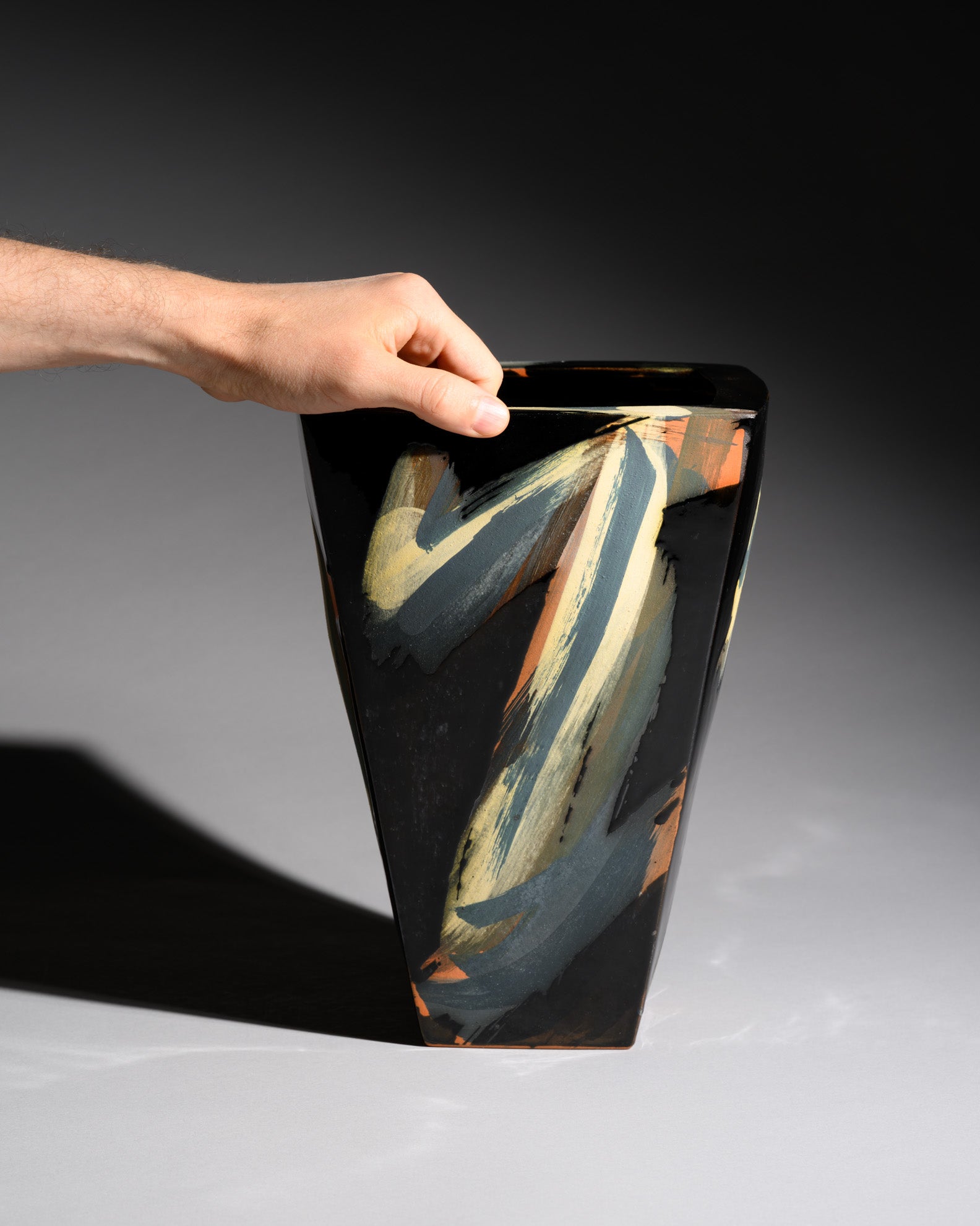 Hand-Painted Postmodern Art Vase - marked "Albert ’91", 1990s