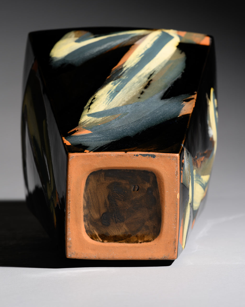 Hand-Painted Postmodern Art Vase - marked "Albert ’91", 1990s