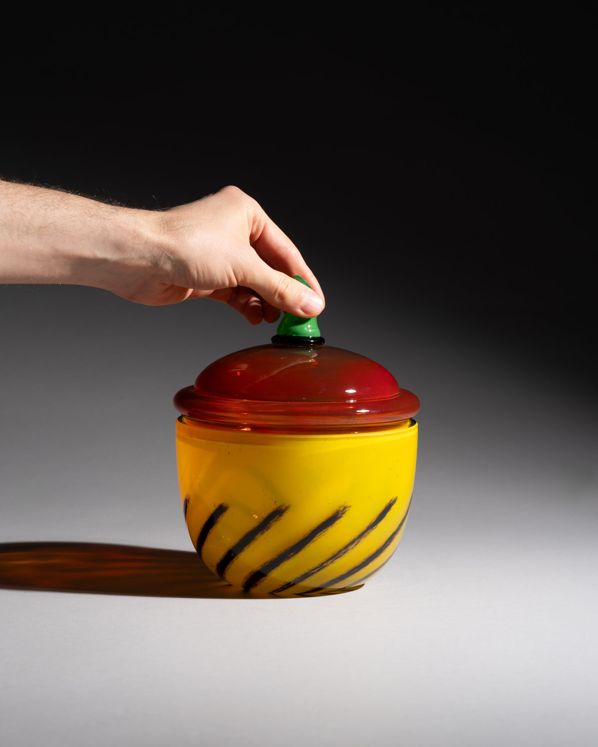 Nanny Still “Kontiki” Art Glass Carafe & Lidded Box Set for Rosenthal, 1993