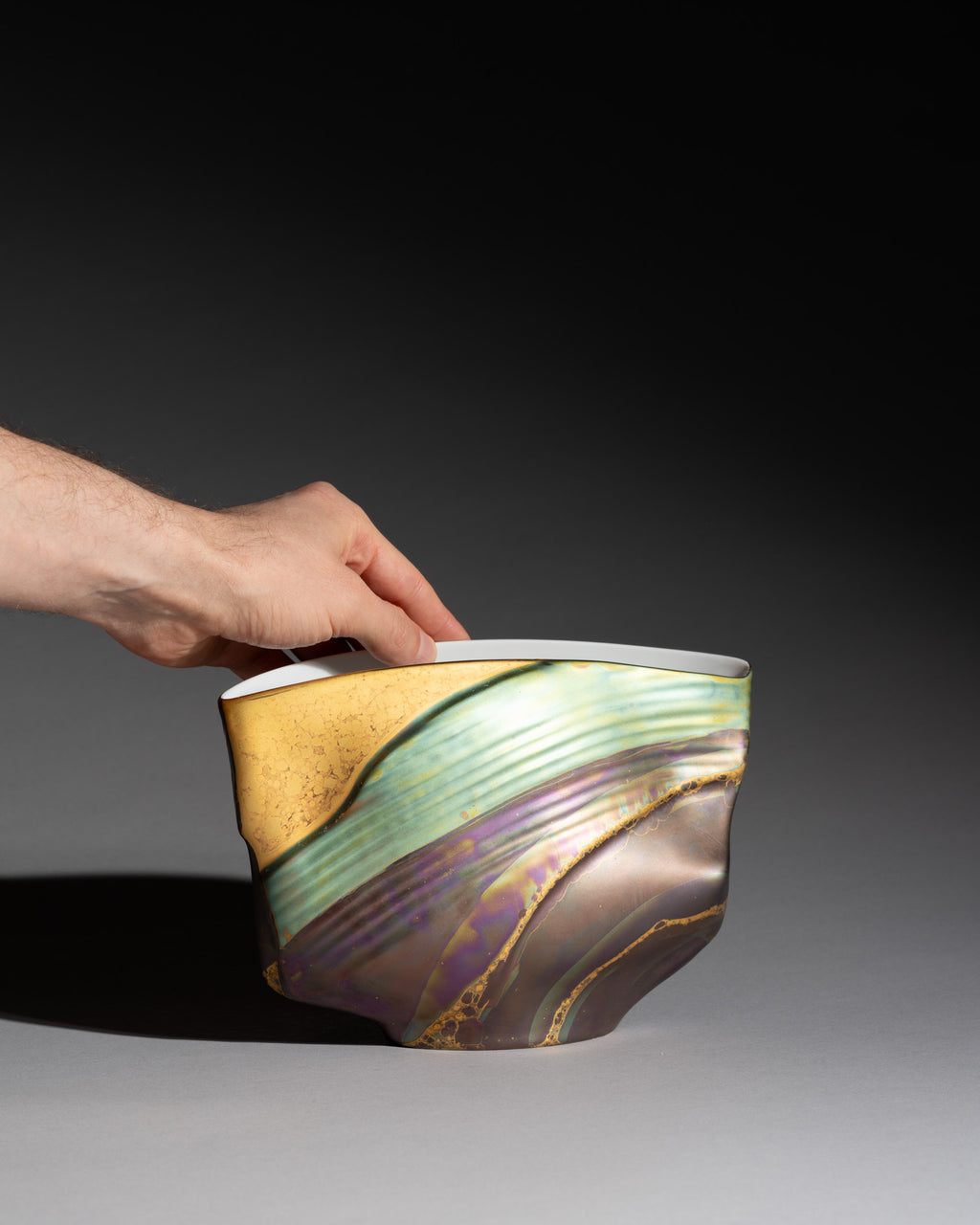 Iridescent Porcelain Vase Duo – Johan van Loon & Helmut Drexler for Rosenthal, 1990s