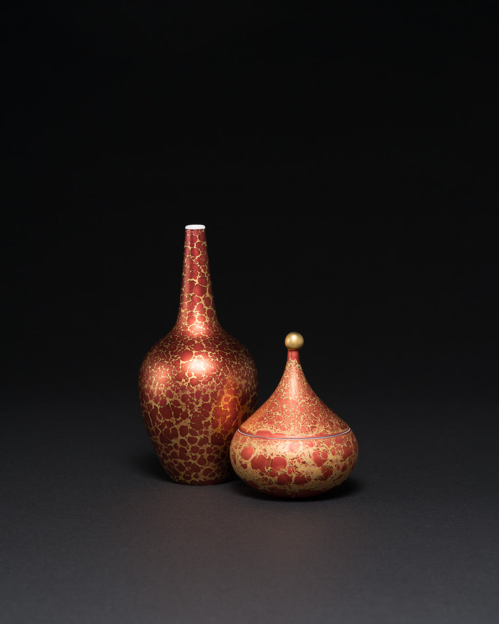 “Lamina Rot” Vase & Lidded Box – Hans Wohlrab & Helmut Drexler for Rosenthal, 1971