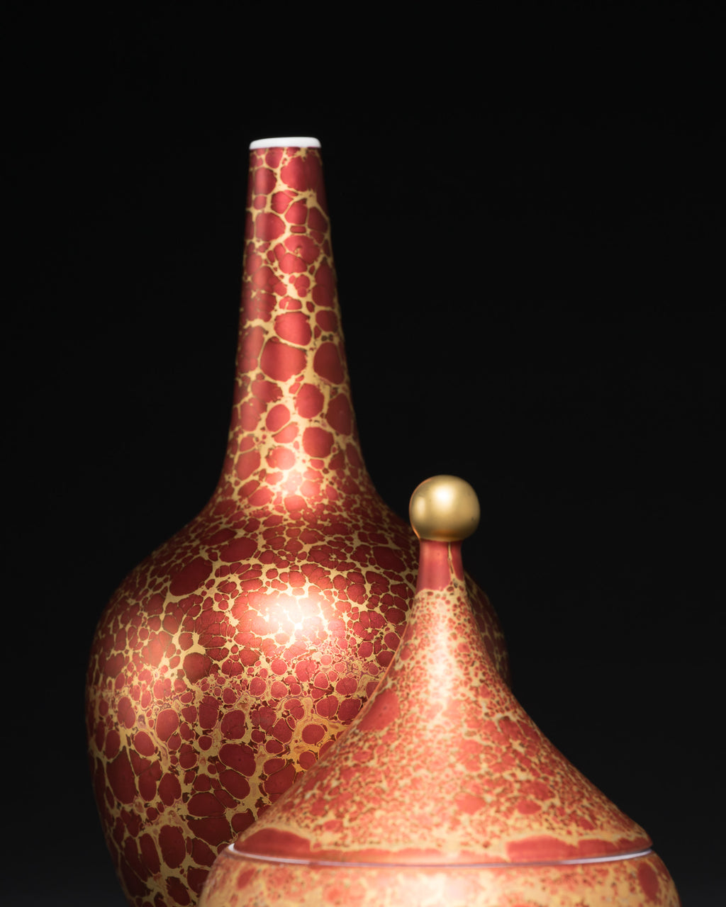 “Lamina Rot” Vase & Lidded Box – Hans Wohlrab & Helmut Drexler for Rosenthal, 1971