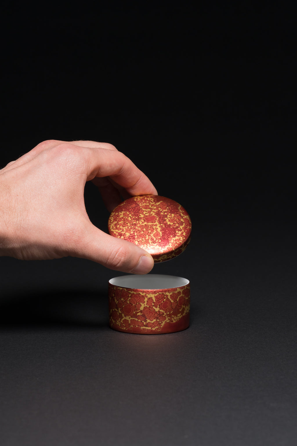 “Lamina Rot” Vase & Box Trio  – Helmut Drexler for Rosenthal, 1970–1973