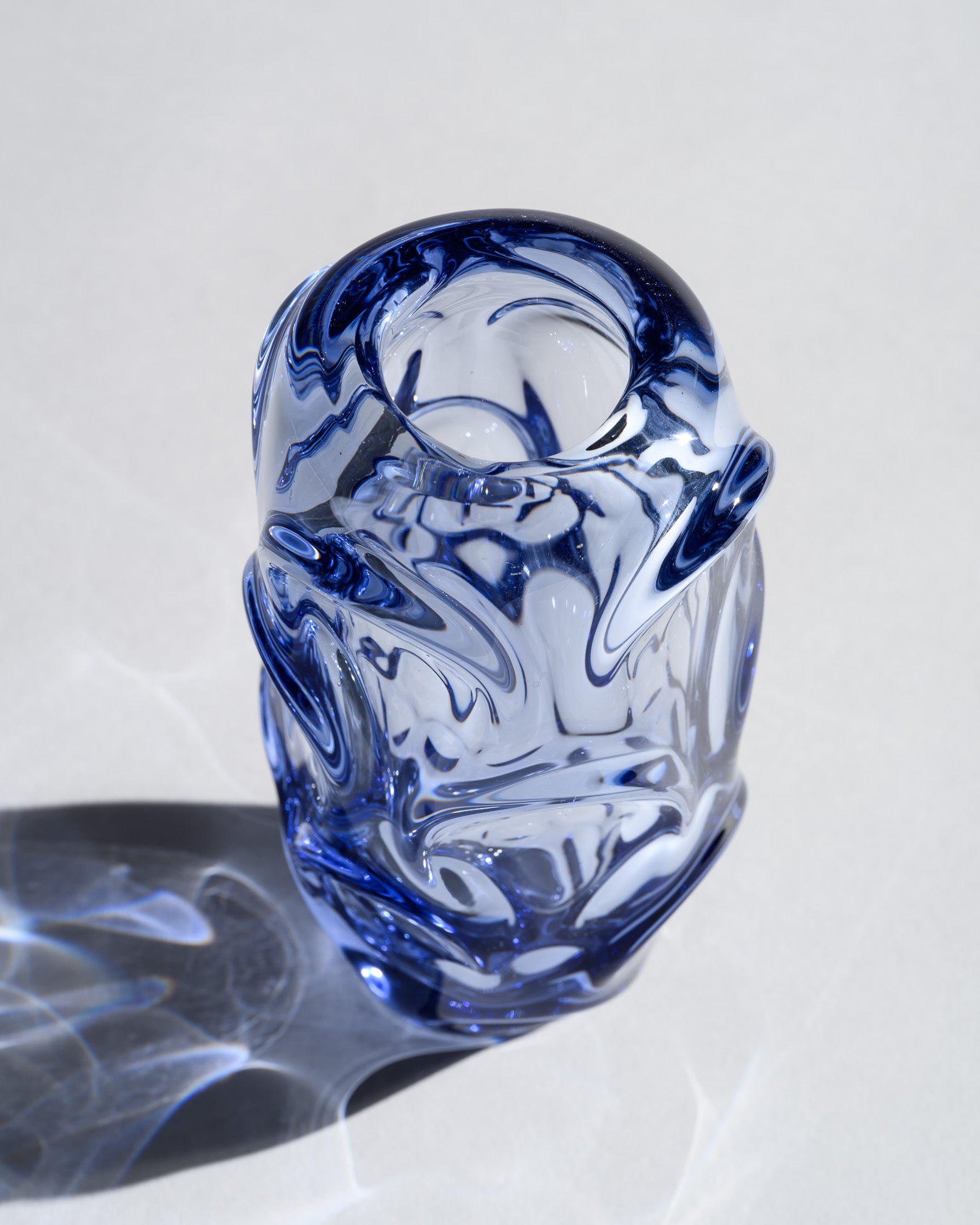 Lilac & Blue Art Glass Vase Duo – Jan Beranek for Skrdlovice, 1950s–1960s
